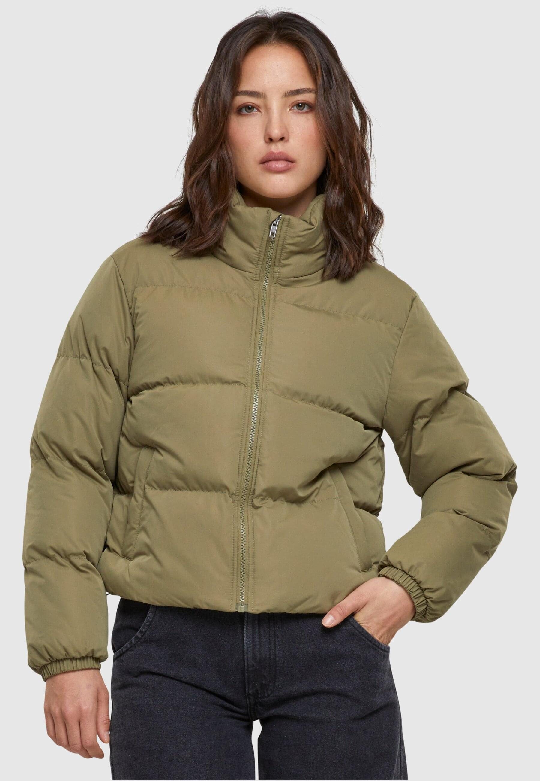 URBAN CLASSICS Winterjacke Damen Ladies Short Peached Puffer Jacket (1-St) tiniolive