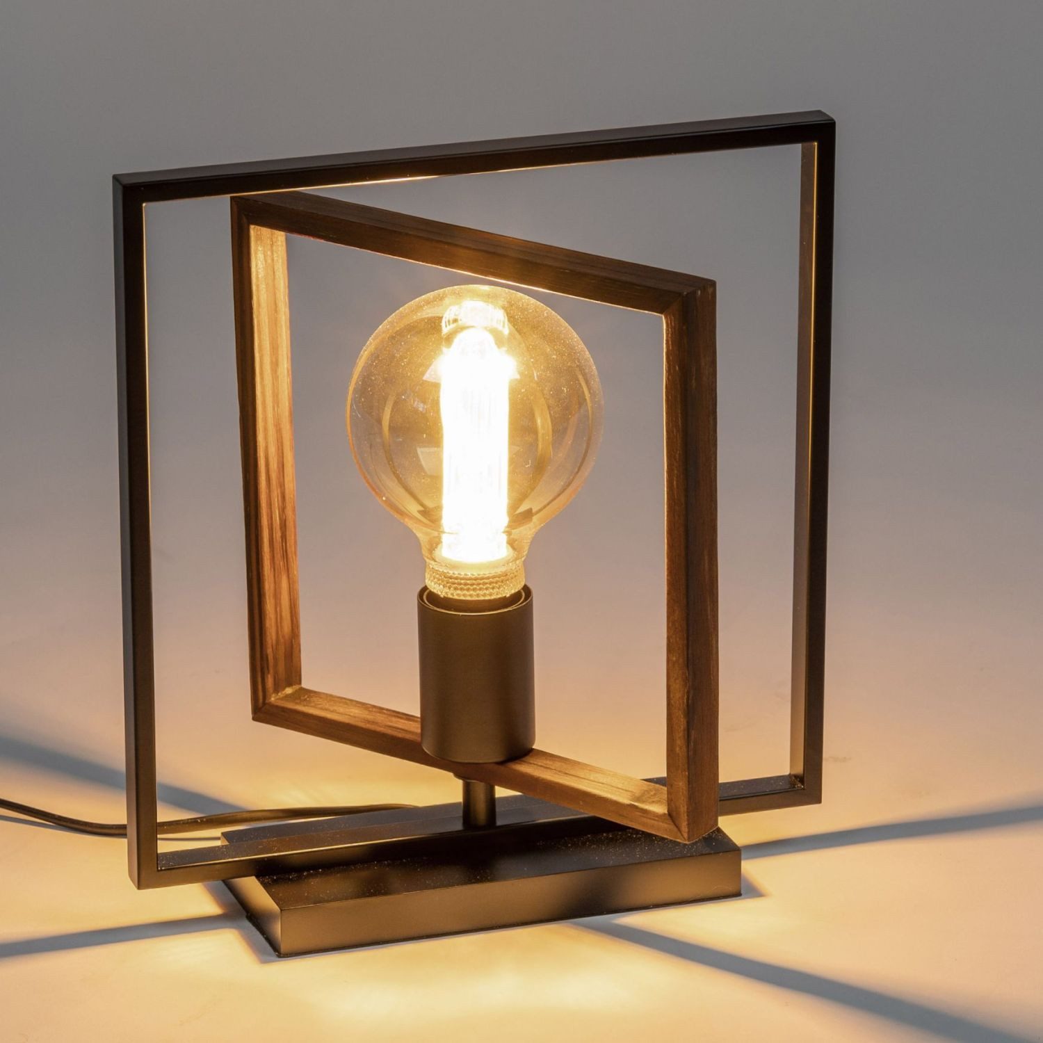 formano Tischleuchte Holzrahmen, LED, inkl. Leuchtmittel, Schwarz, Rahmen, H: 29cm