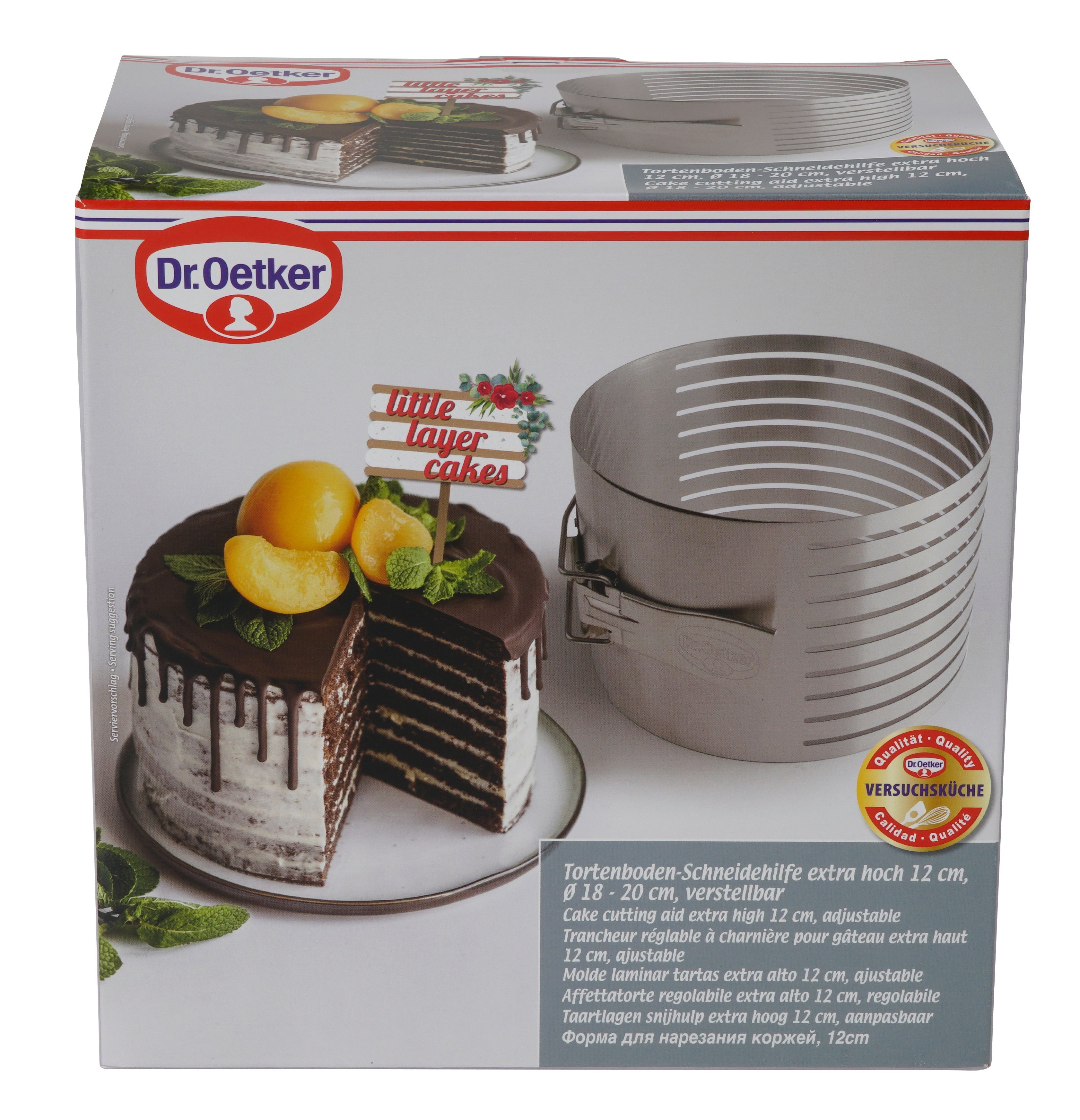 Dr. Oetker Küchenhelfer Tortenring Tortenboden-Schneidhilfe Ø18-20x12 cm, Edelstahl, (1 tlg), extra hoch, verstellbar, perfekt zum gleichmäßigen Schneiden von B – Bild 4 von 4
