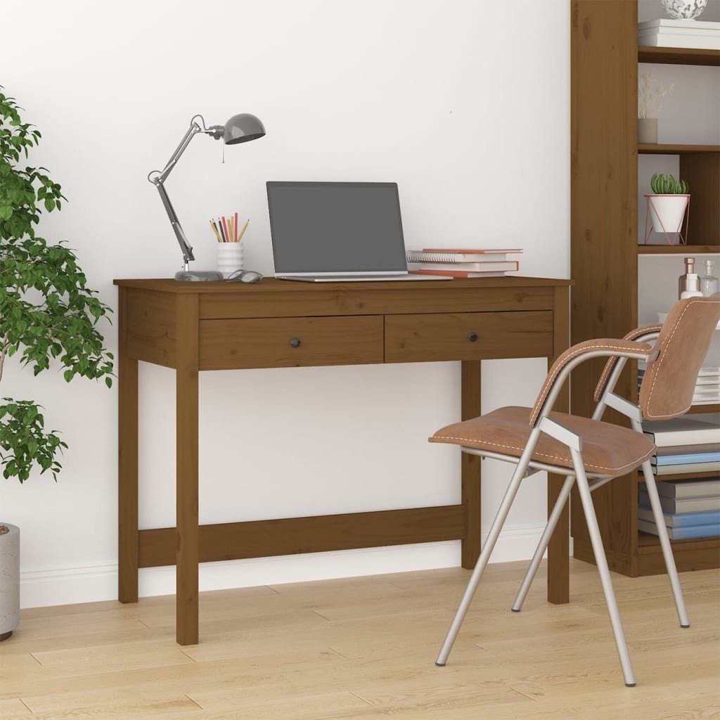 vidaXL Schreibtisch Schreibtisch mit Schubladen Honigbraun 100x50x78 cm Massivholz Honigbraun | Honigbraun