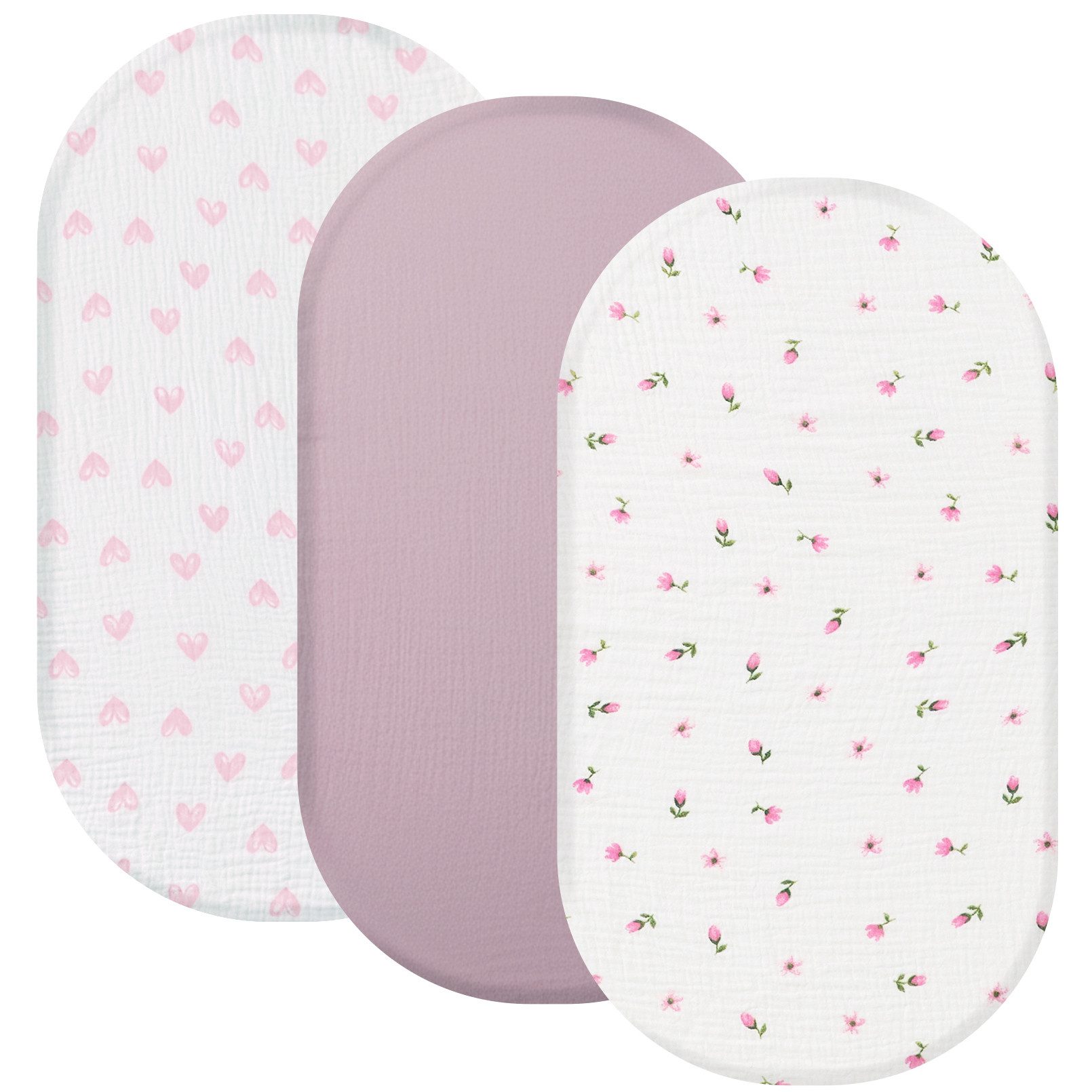 KEAYOO Spannbettlaken CL, (3 Stück), Spannbettlaken Musselin Weiche für Baby Stubenwagen und Kinderbett