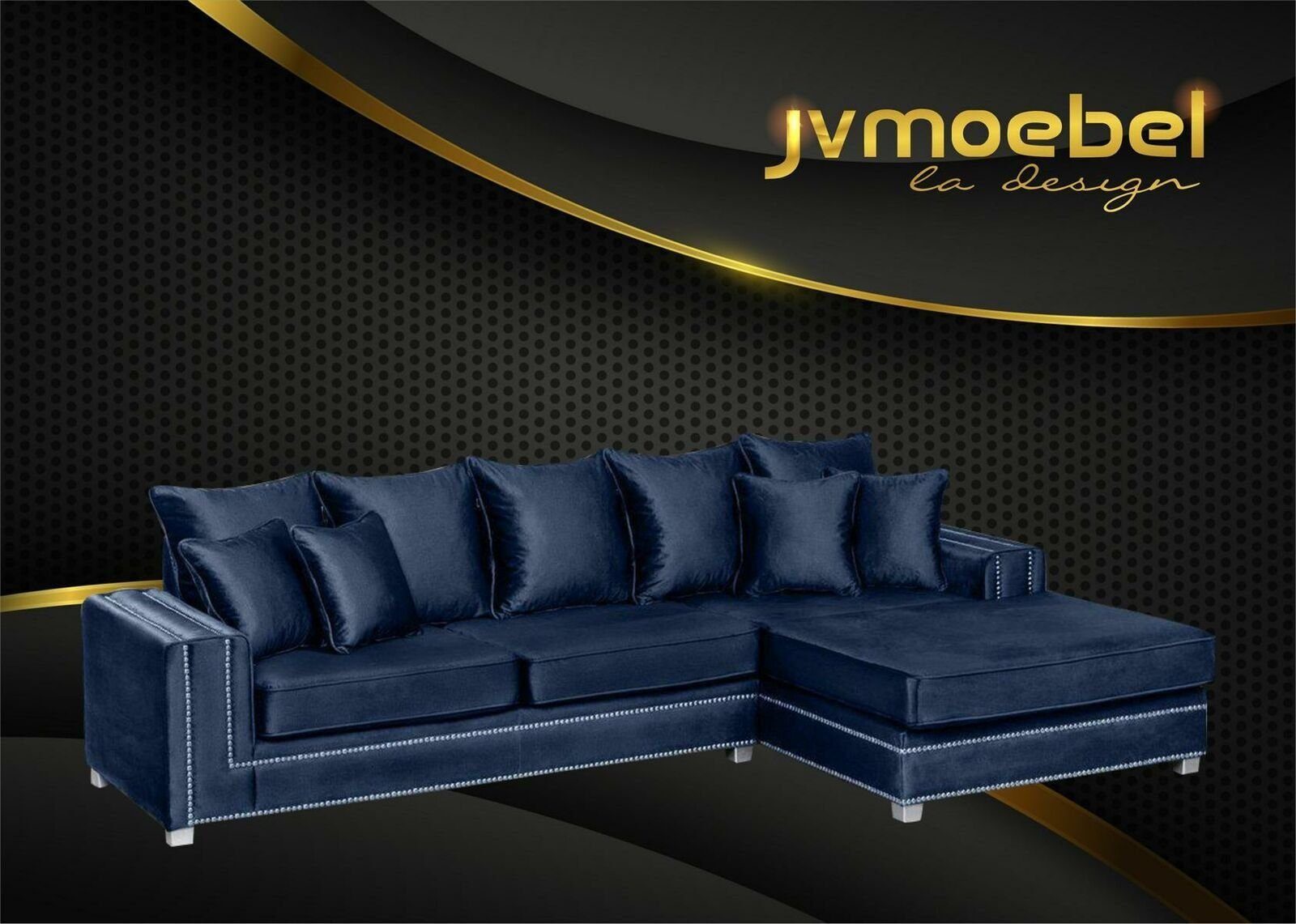 JVmoebel Ecksofa, Ecksofa L-form Textil Luxus Design Wohnlandschaft Polster Couch Blau