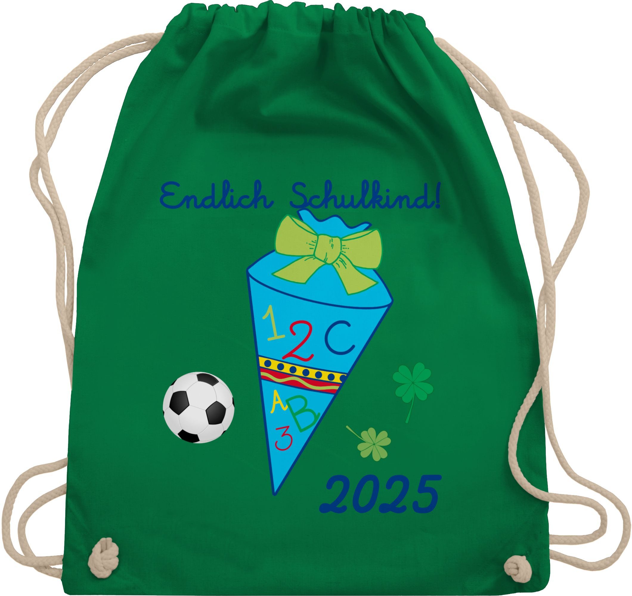 Shirtracer Turnbeutel Endlich Schulkind 2025 Fußball, Schulanfang & Einschulung Geschenk Turnbeutel