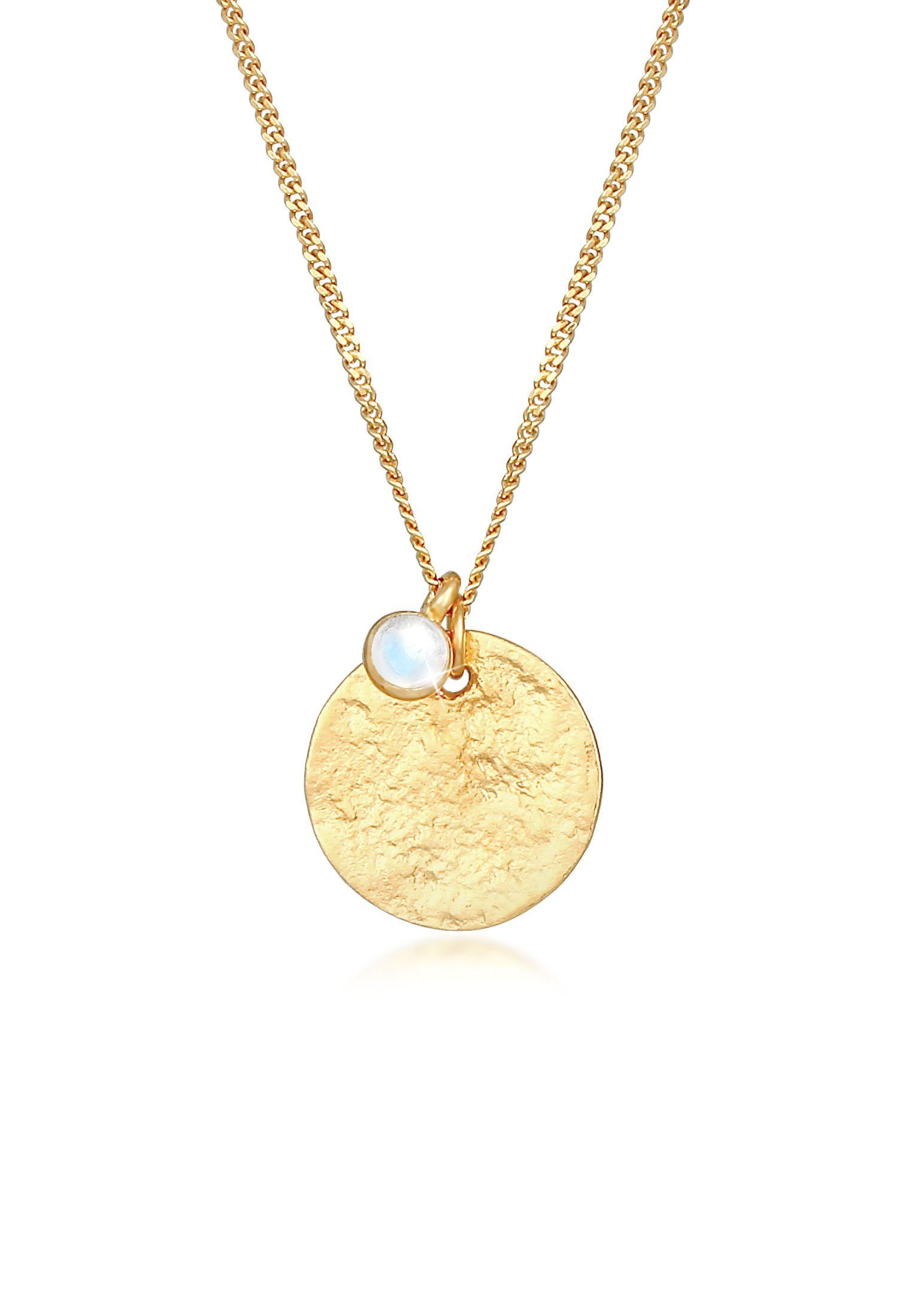 Elli Kette mit Anhänger Plättchen Vintage Mondstein Solitär 925 Silber, Plä günstig online kaufen