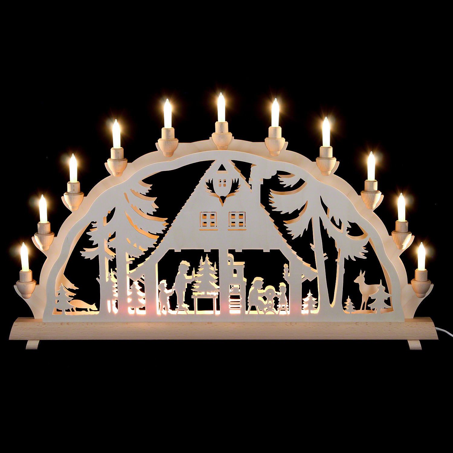 Erzgebirge-Palast Schwibbogen 3D-Doppelschwibbogen Waldhaus (68x35cm) von Schlick & Türk