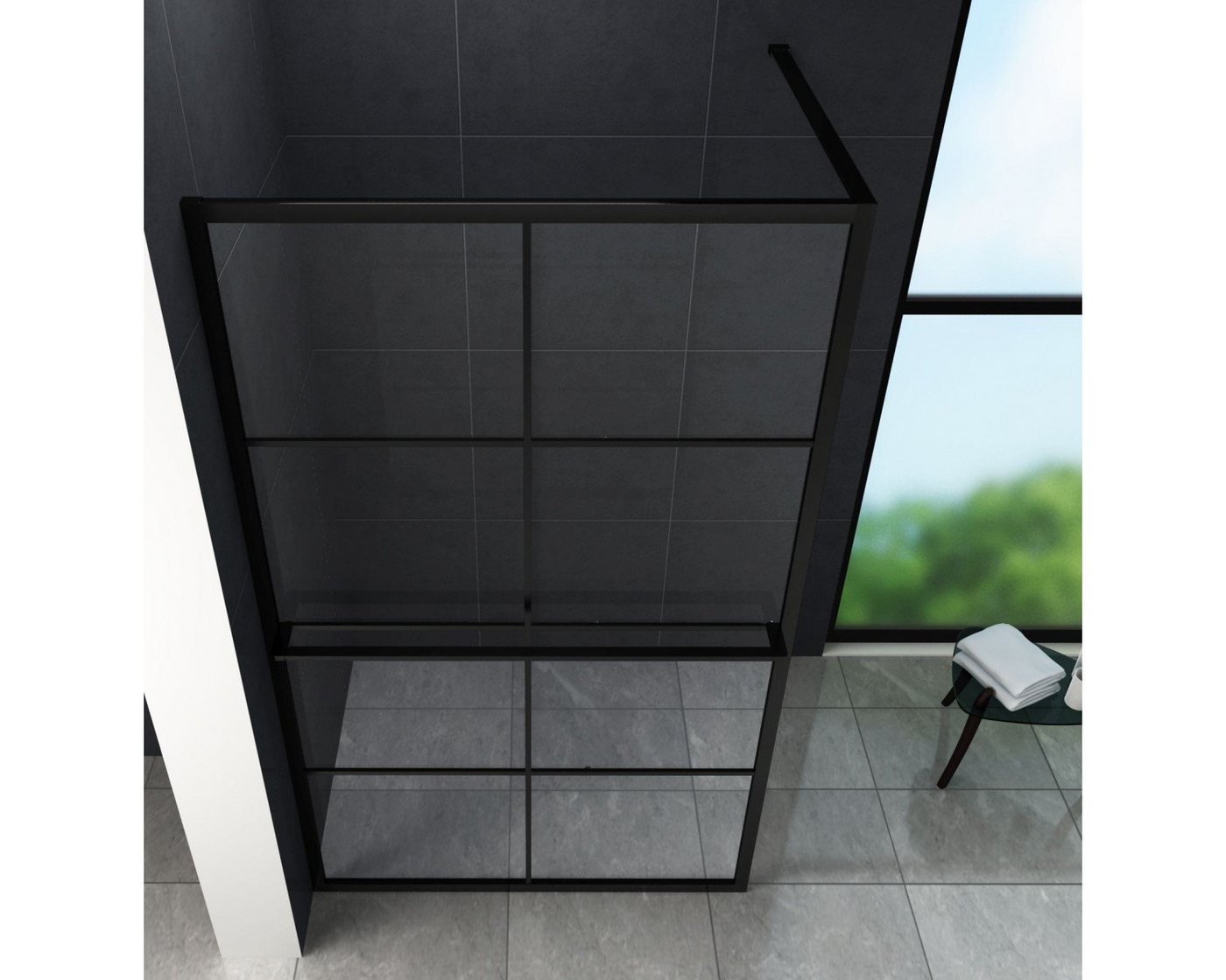 Thumbnail - Home Systeme Duschwand Schwarz Duschtrennwand Duschkabine Duschabtrennung Duschwand Dusche