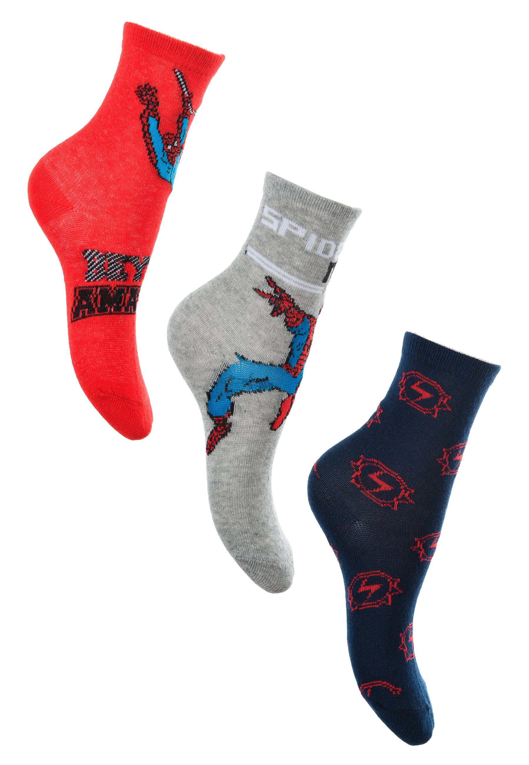 Spiderman Socken Kinder Jungen Socken Strümpfe (3-Paar)