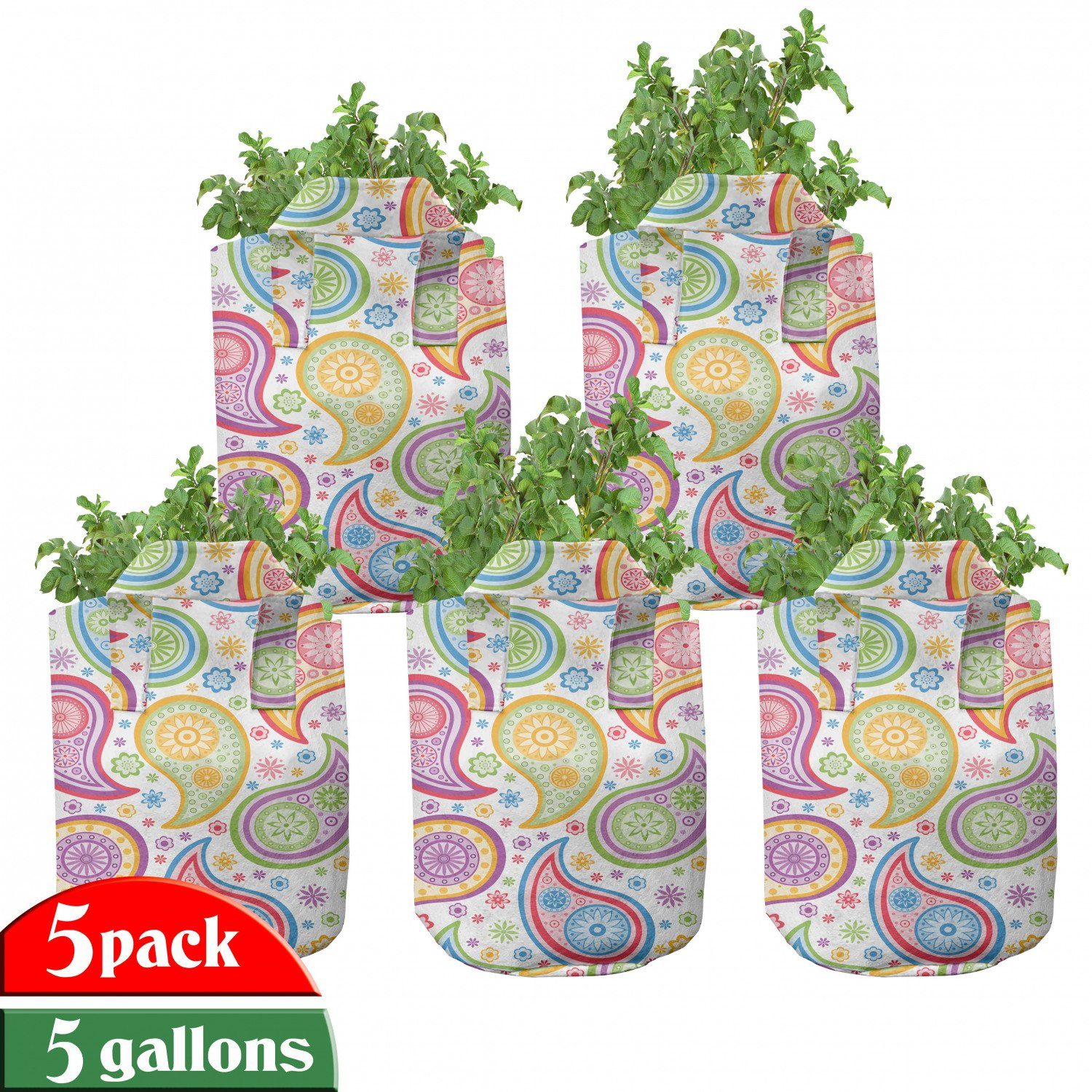 für Paisley hochleistungsfähig Muster Stofftöpfe Griffen Abakuhaus Pflanzkübel mit Blume Farbige Pflanzen,