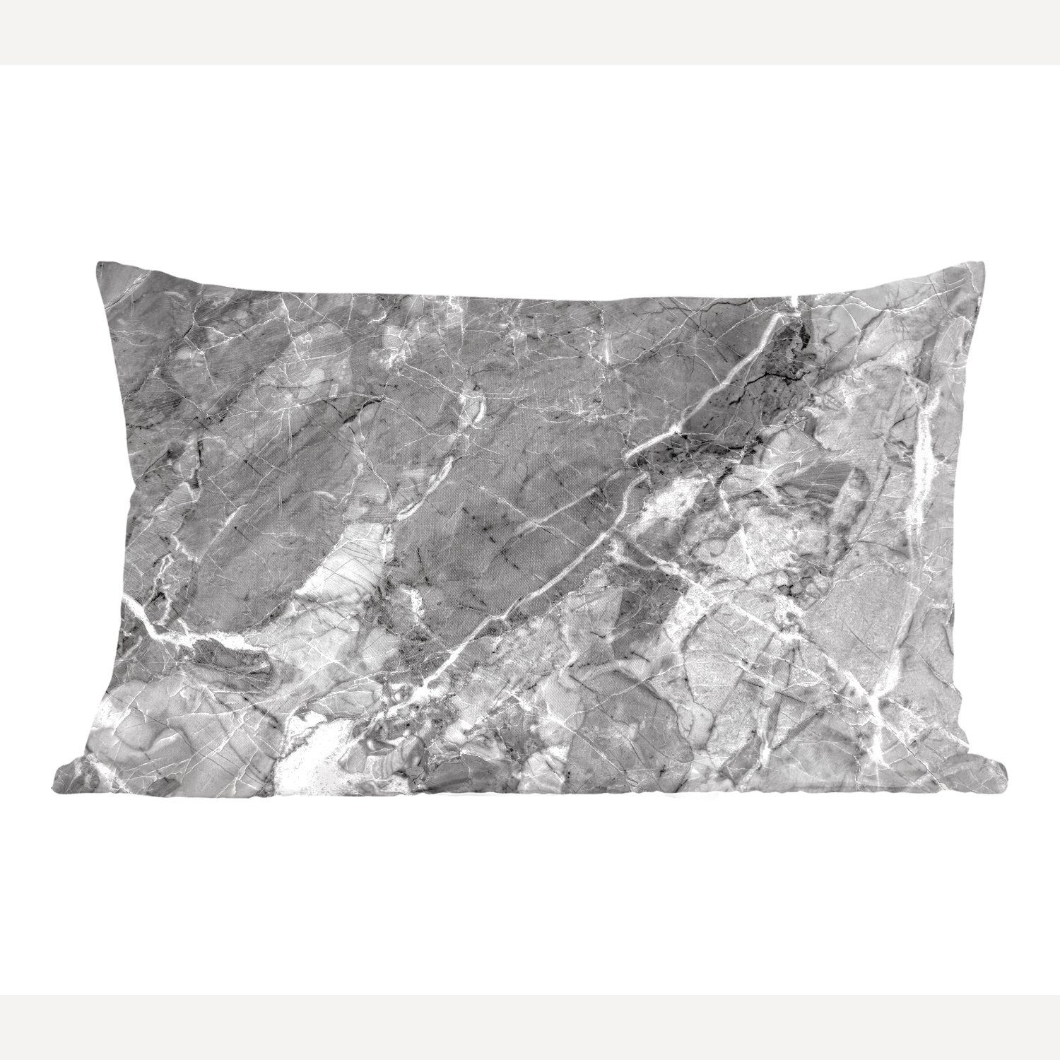 Granit Grau Füllung, MuchoWow mit Wohzimmer Zierkissen, Dekokissen Weiß, Dekoration, Schlafzimmer - Dekokissen Kristall - -