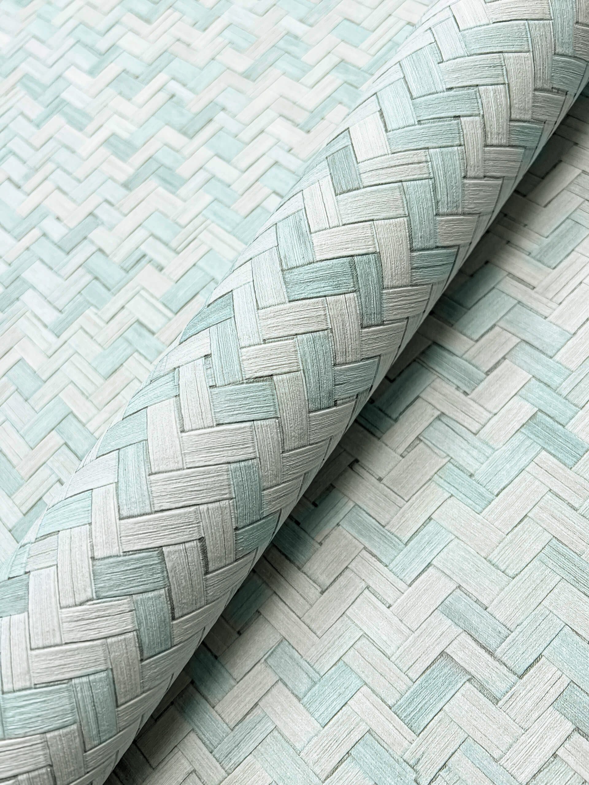 Newroom Vliestapete, Blau Tapete Uni Rattan-Optik günstig online kaufen