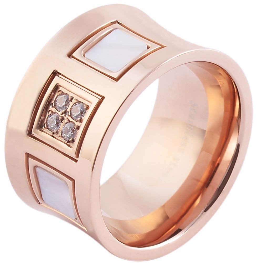 AKZENT Fingerring Rosalia Edelstahl roségold Damen, Damen Ring
