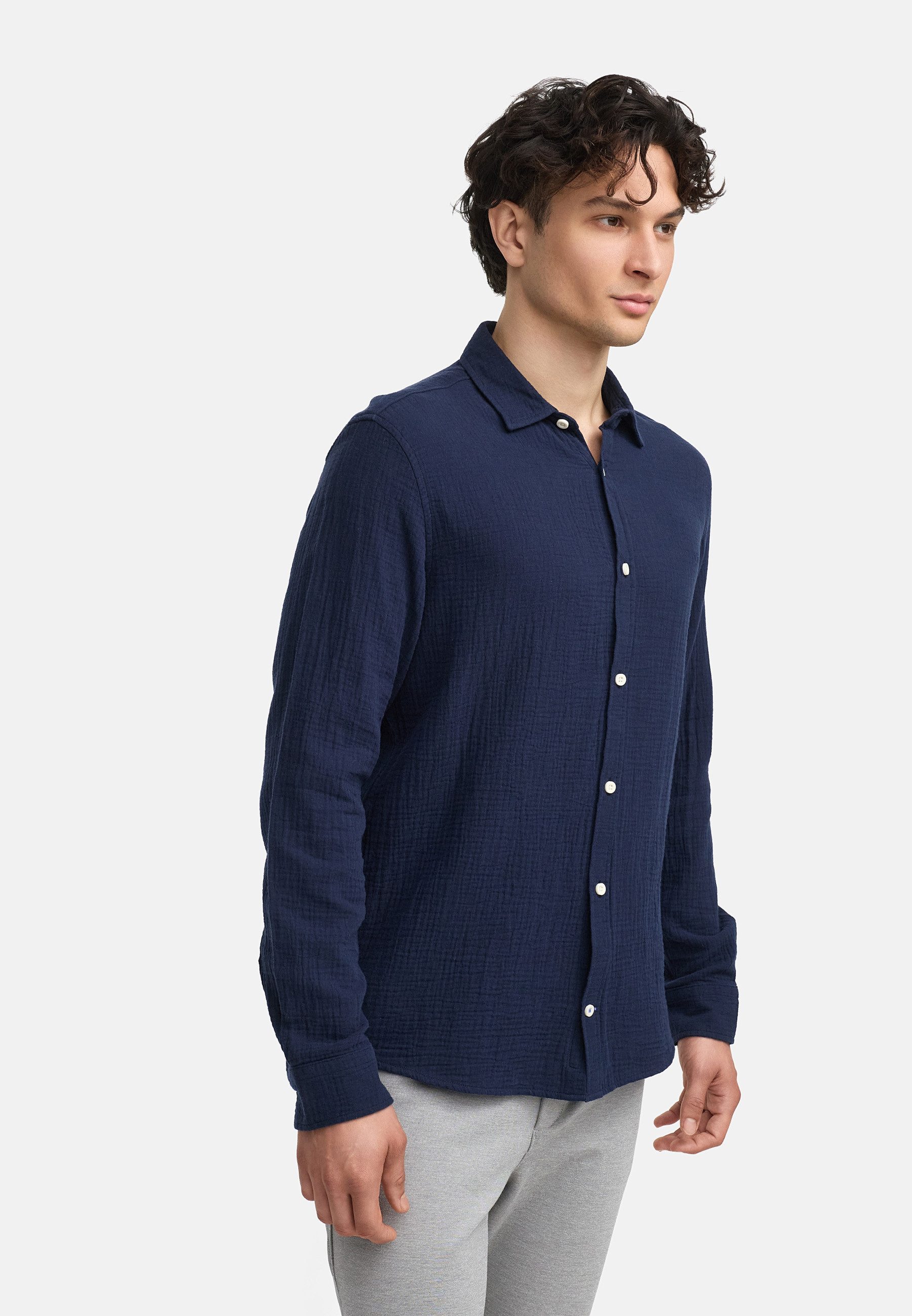 Kronstadt Langarmhemd Herren KSAvery Herrenhemd Langarm luftig-leicht durch doppellagigen Musselin