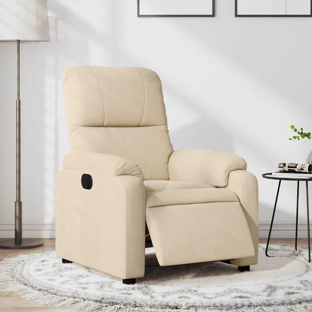 vidaXL Sessel Relaxsessel Elektrisch Creme Mikrofasergewebe (1-St)