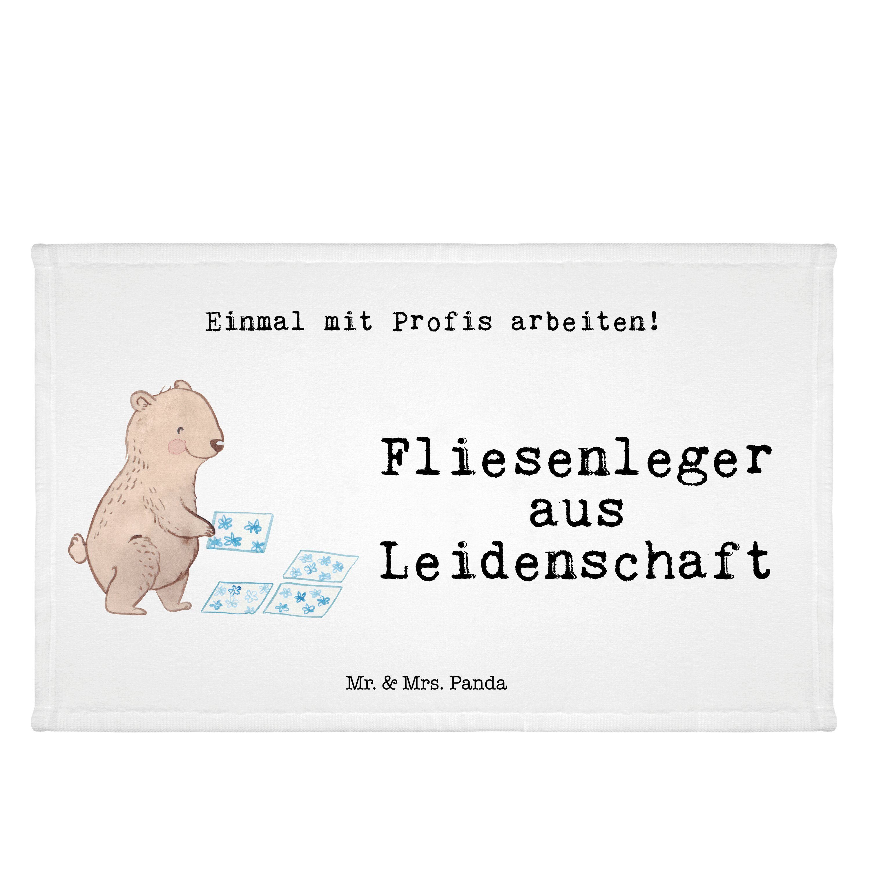 Mr. & Mrs. Panda Handtuch Fliesenleger aus Leidenschaft - Weiß - Geschenk, Mitarbeiter, Fliesen, (1-St)