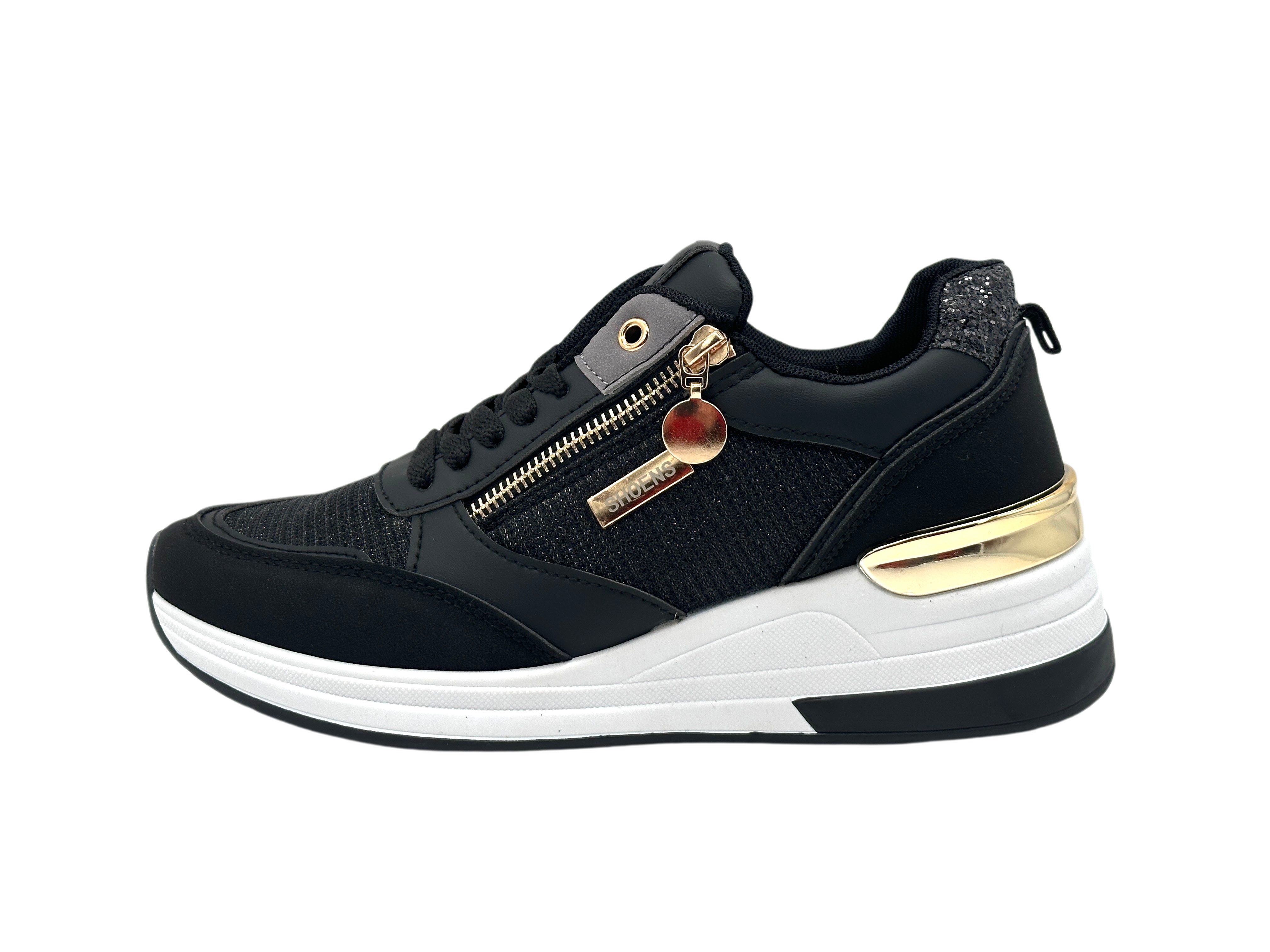 Nowaland Modische Damen Freizeitsneaker mit Zierdetails und Reißverschluss Sneaker Modisches Design, leichte Plateausohle und dekorative Details