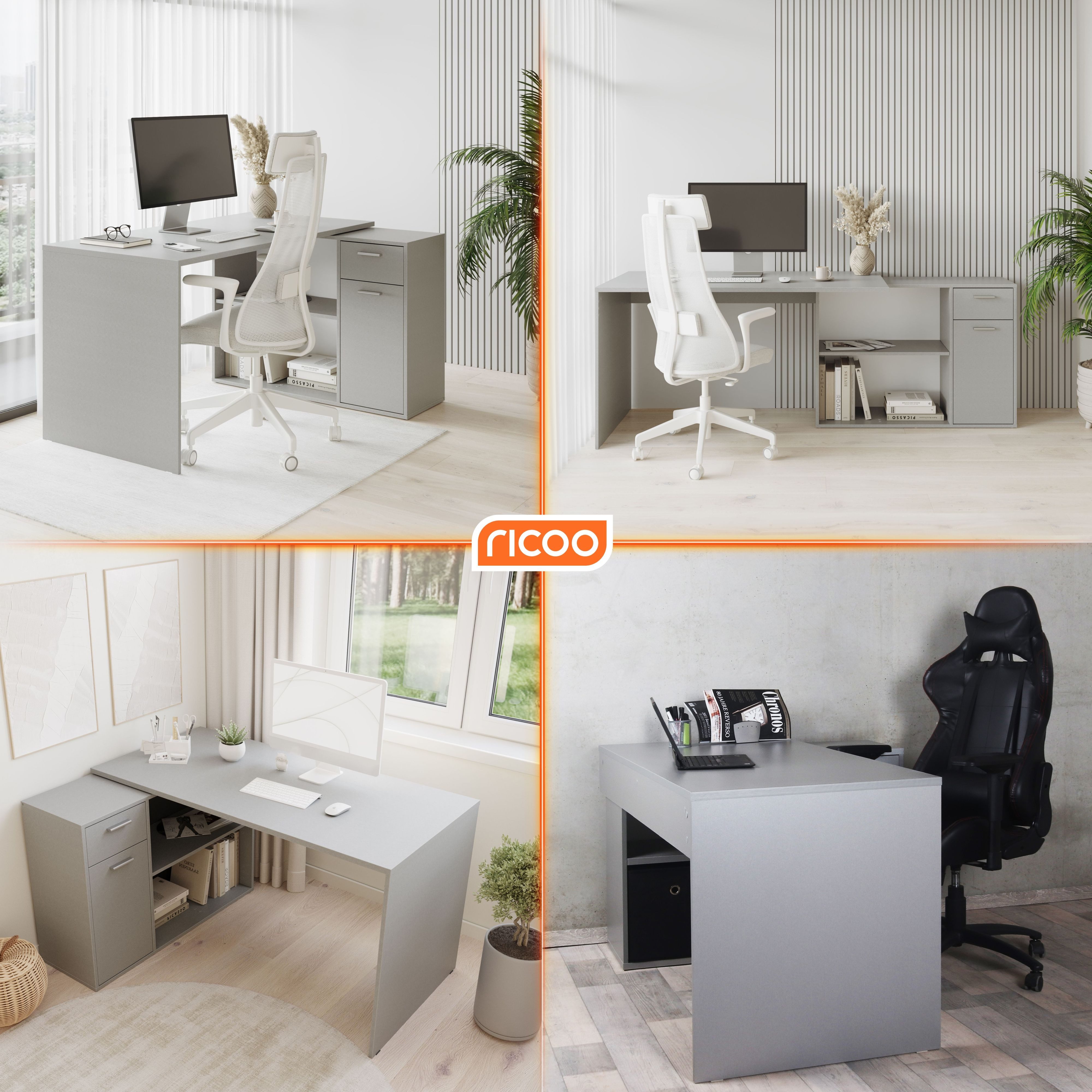 RICOO Eckschreibtisch WM083-PL, Schreibtisch Bürotisch Ecke günstig online kaufen
