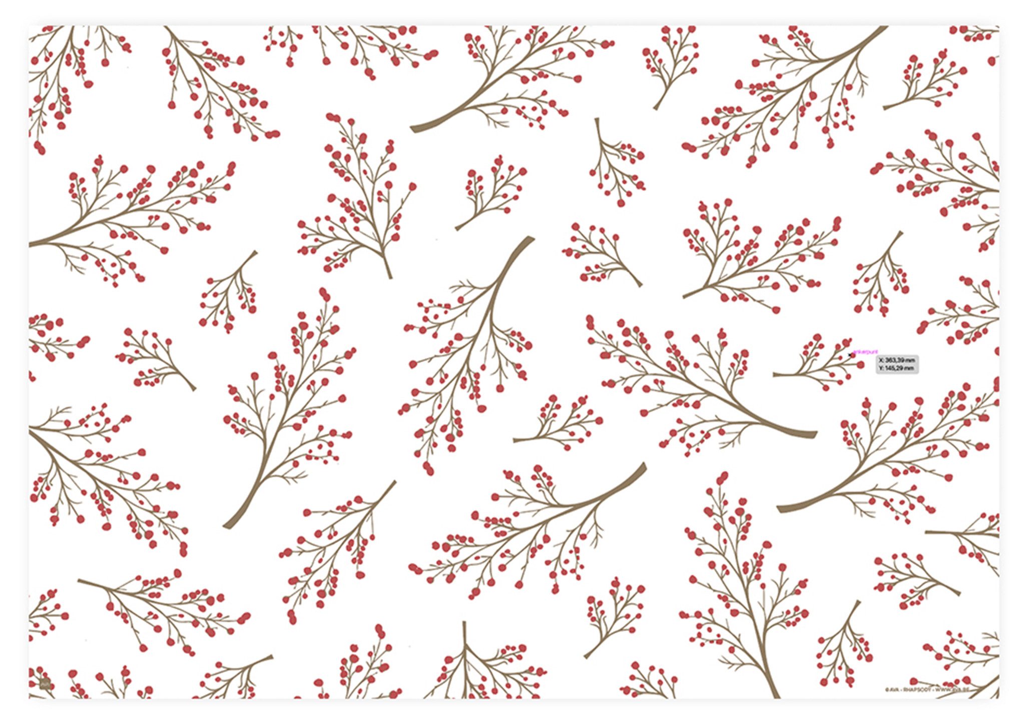 AVA Platzset, Tischsets aus Papier 43x30cm Winterbeeren Motiv 50 Stück Weiß / Rot