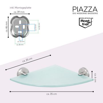 bremermann Wandregal Bad-Serie PIAZZA - Glas-Eckablage, Edelstahl matt & Glas