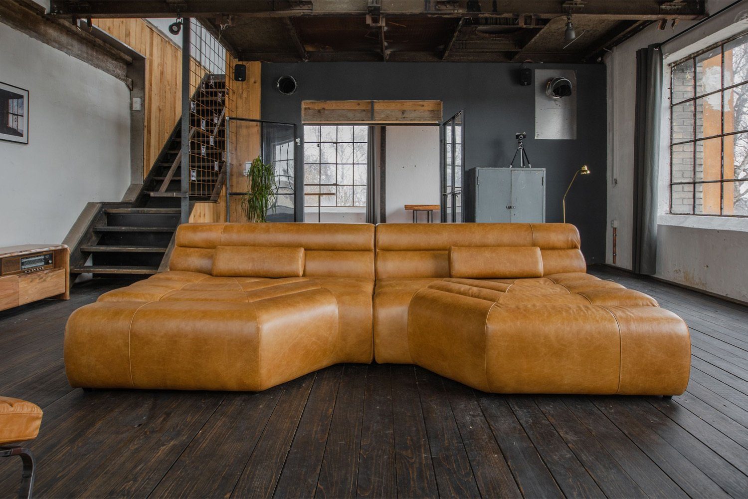 KAWOLA Sofa TARA, XXL Big versch. Farben Leder | cognac Sofa cognac