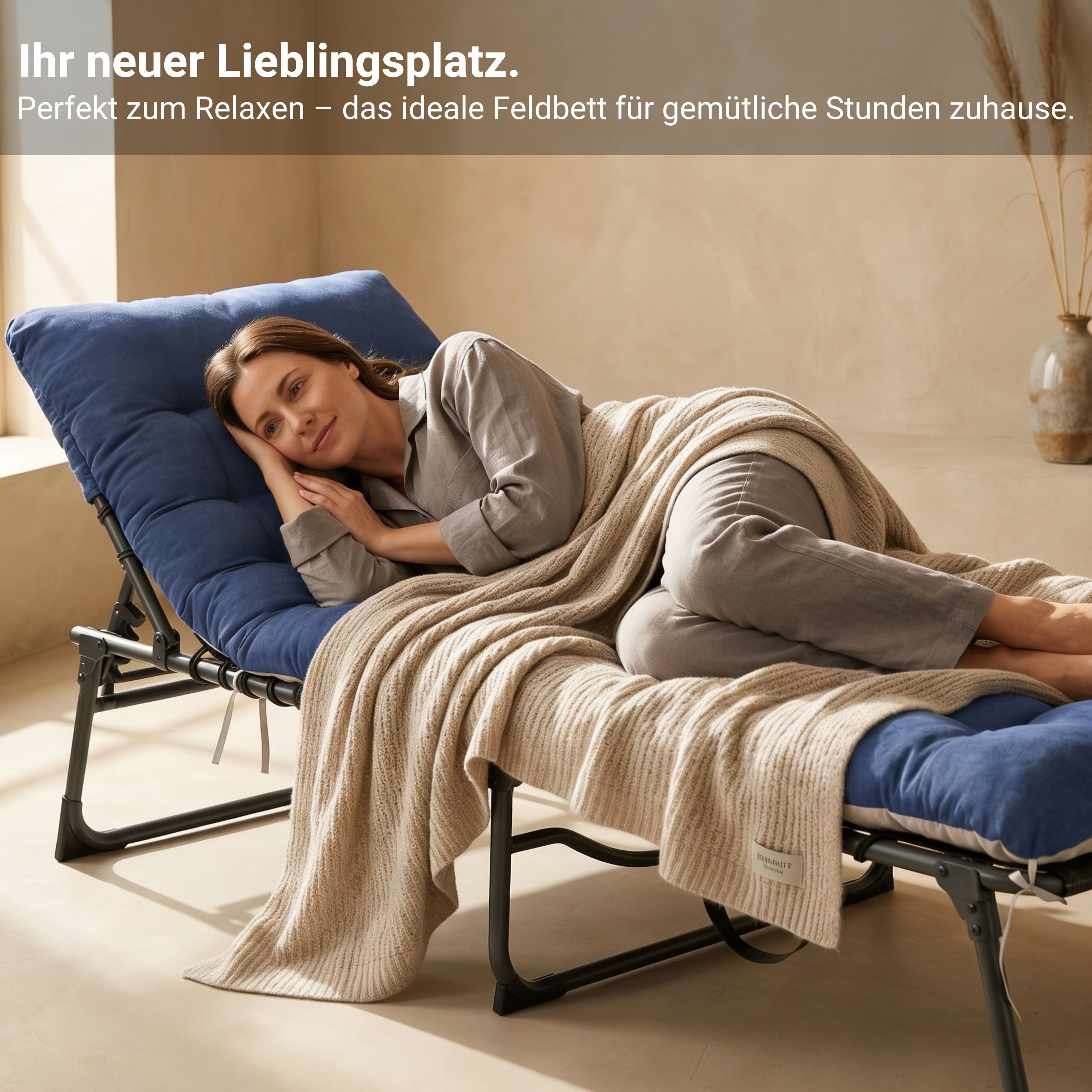 NovaTerra Gartenlounge-Set XXL Outdoor & Camping inkl. Matratze, klappbar, pflegeleicht, robuste Campingliege mit rostbeständigem Gestell, klappbar
