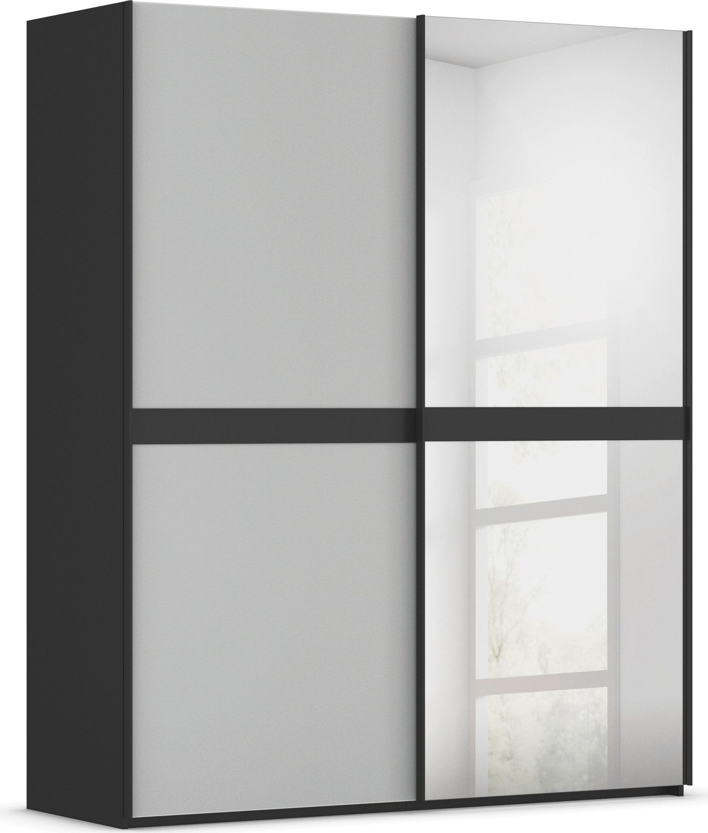 rauch Schwebetürenschrank Kleiderschrank Schrank Garderobe Schlafzimmerschrank SCALE-LINE edle Optik mit Bauchbinde mit Glas/Spiegel-Front MADE IN GERMANY