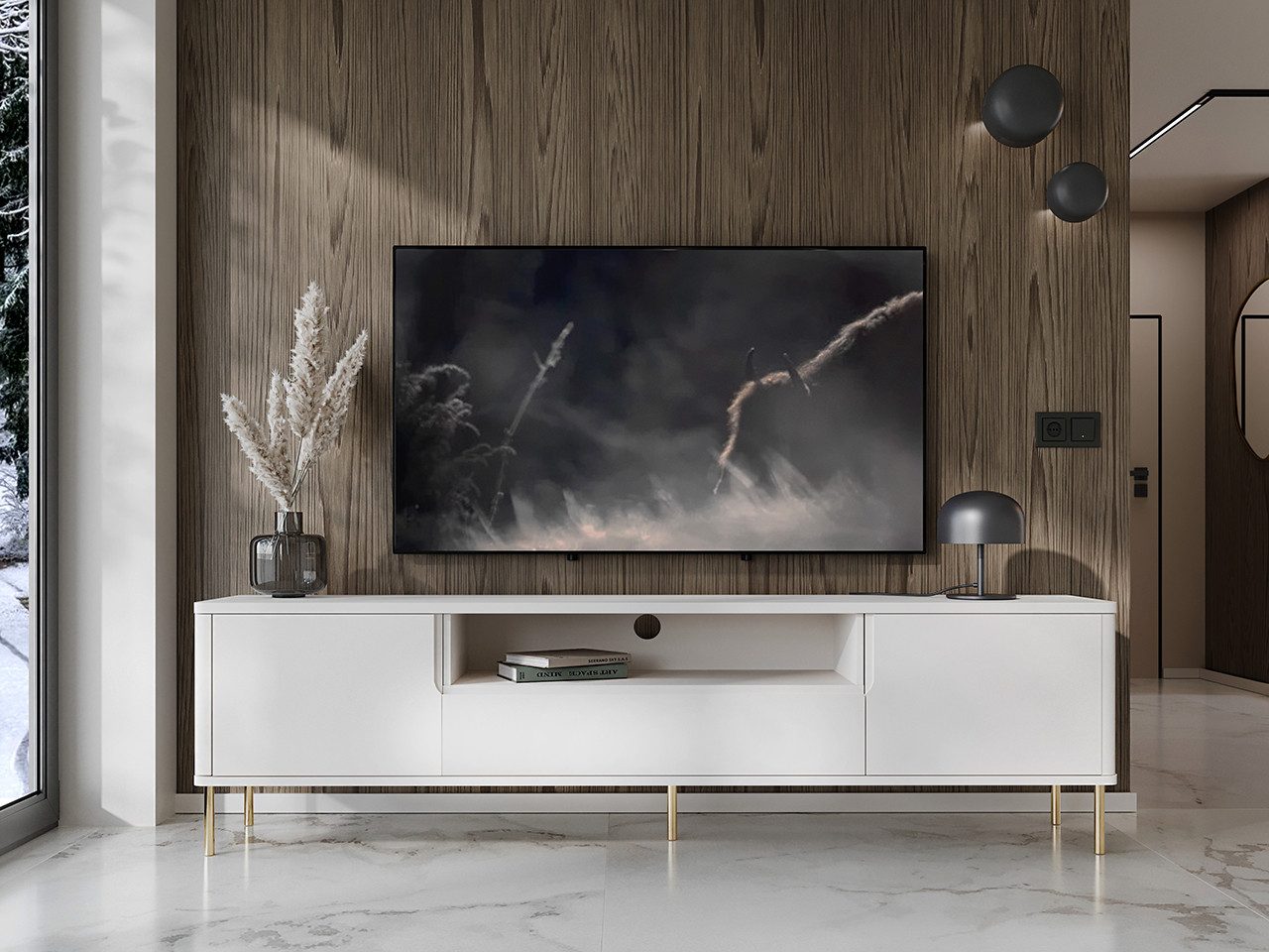 MOEBLINE Lowboard TV Schrank Kommode RADDIO 180NZ weiß