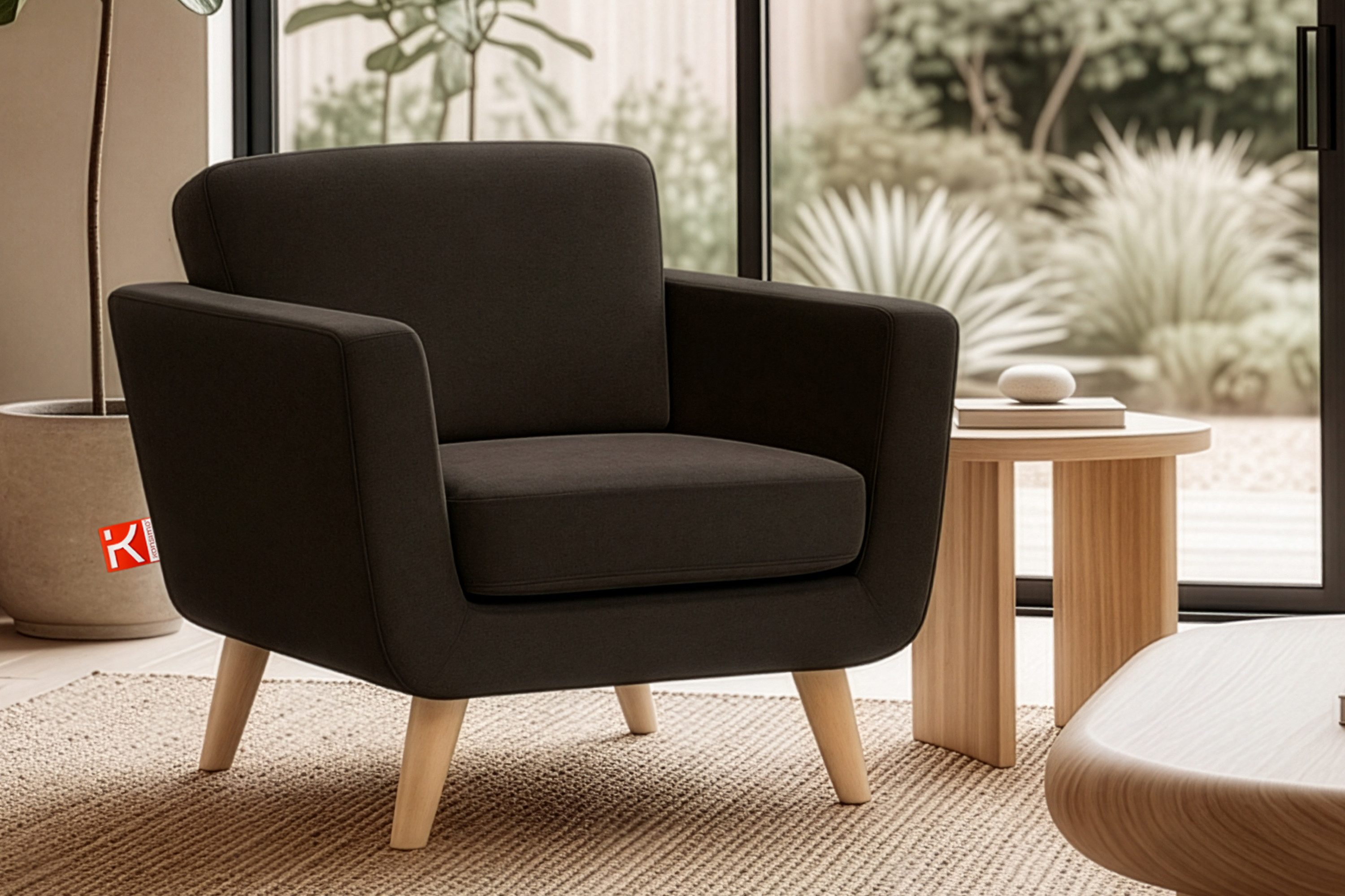 KONSIMO® Sessel TAGIO hergestellt in der EU, 5 Jahre Garantie (Sessel), Scandi-Stil, Made in Europe, Gestell aus Massivholz, mit Armlehnen