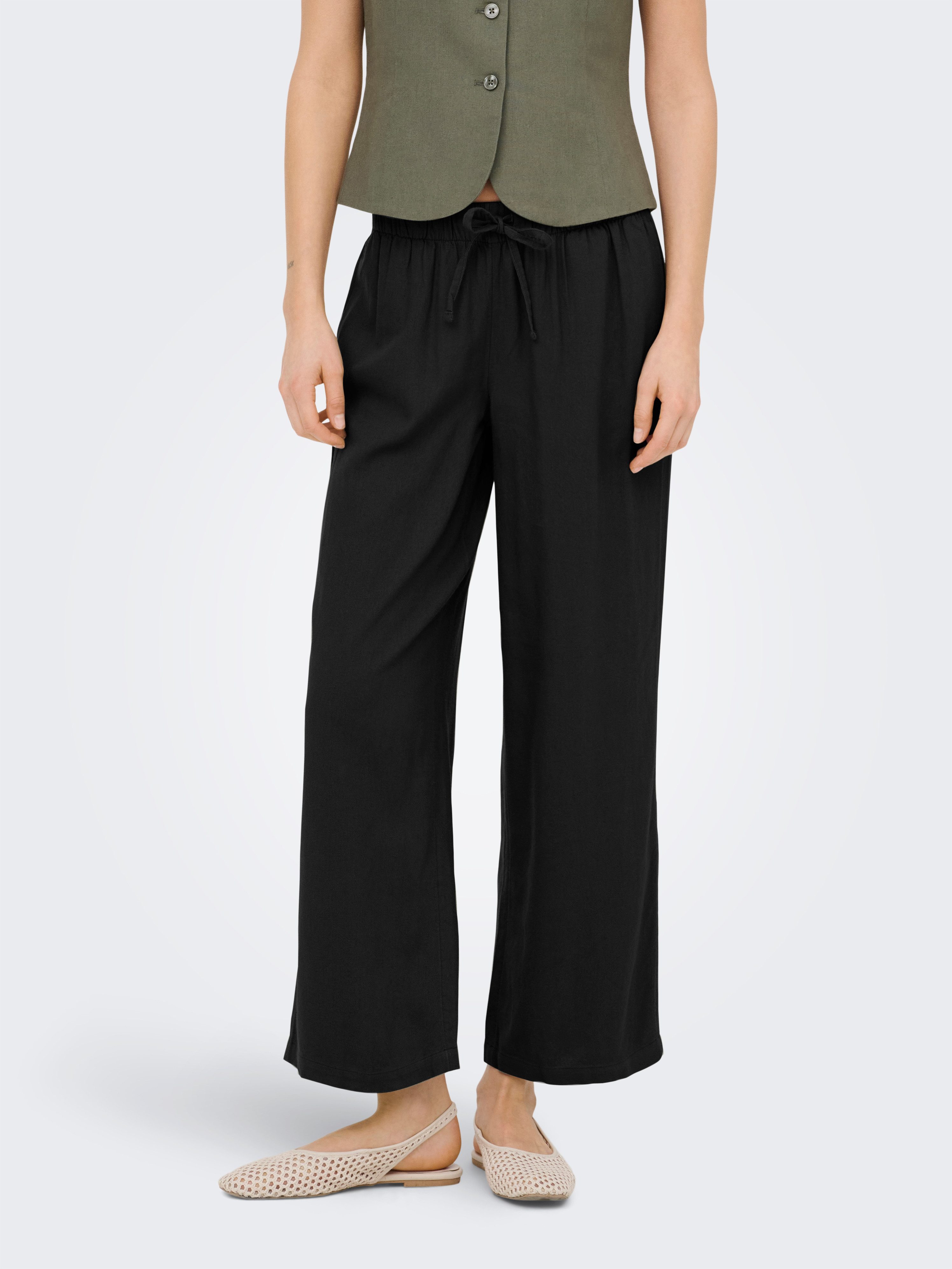 ONLY Culotte ONLGOA MW LIN BL PULL-UP CULOTTE CC PNT mit Leinen