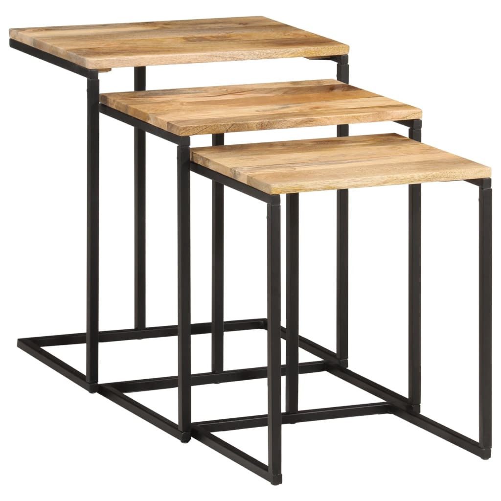 vidaXL Beistelltisch Satztische 3 Stk. Massivholz (3-St)