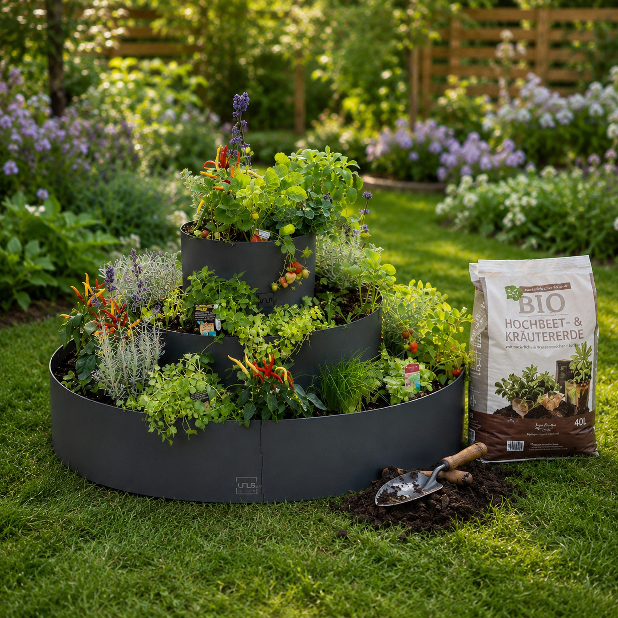 UNUS GARDEN Hochbeet Kräuterschnecke Rostoptik (30,60,90 cm), Gartenkräuter, Garten, Bepflanzung – Bild 3 von 5