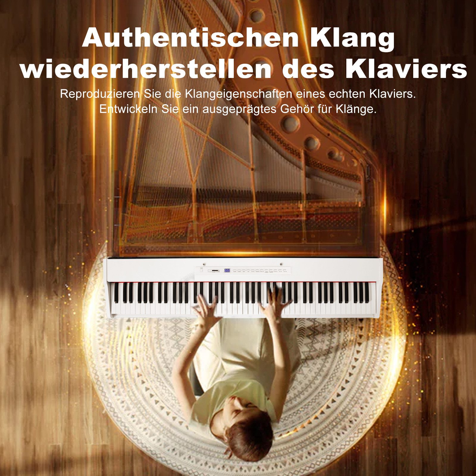 MUSTAR Digitalpiano 88 Halbgewichtete Tasten mit Ständer, Volle Größe 88 Tasten Klavier (ohne Pianobank), Tragbares E-Piano mit Kabelloser Verbindung, Koffer &  – Bild 5 von 5