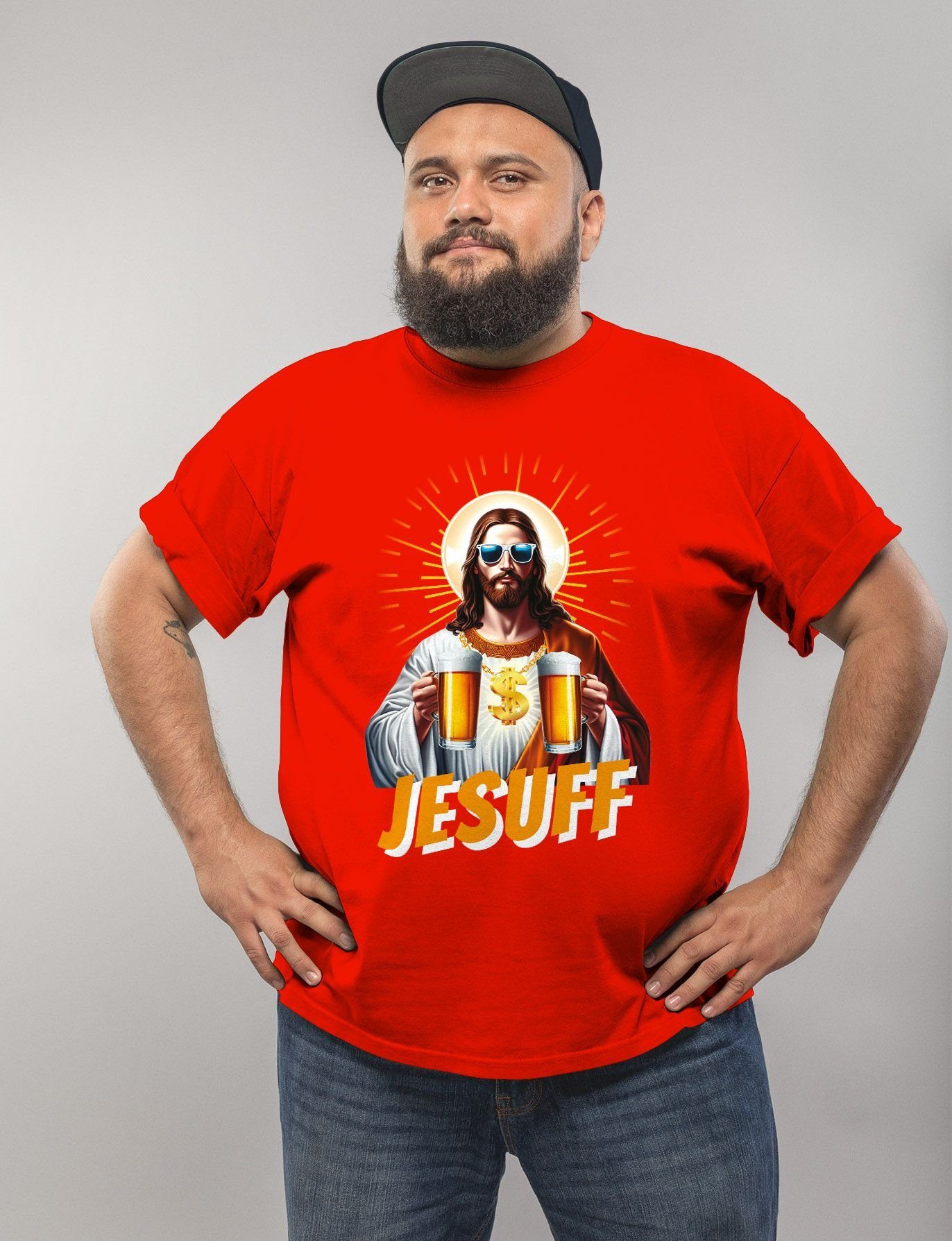 MoonWorks Print-Shirt Herren T-Shirt Bier Jesus günstig online kaufen