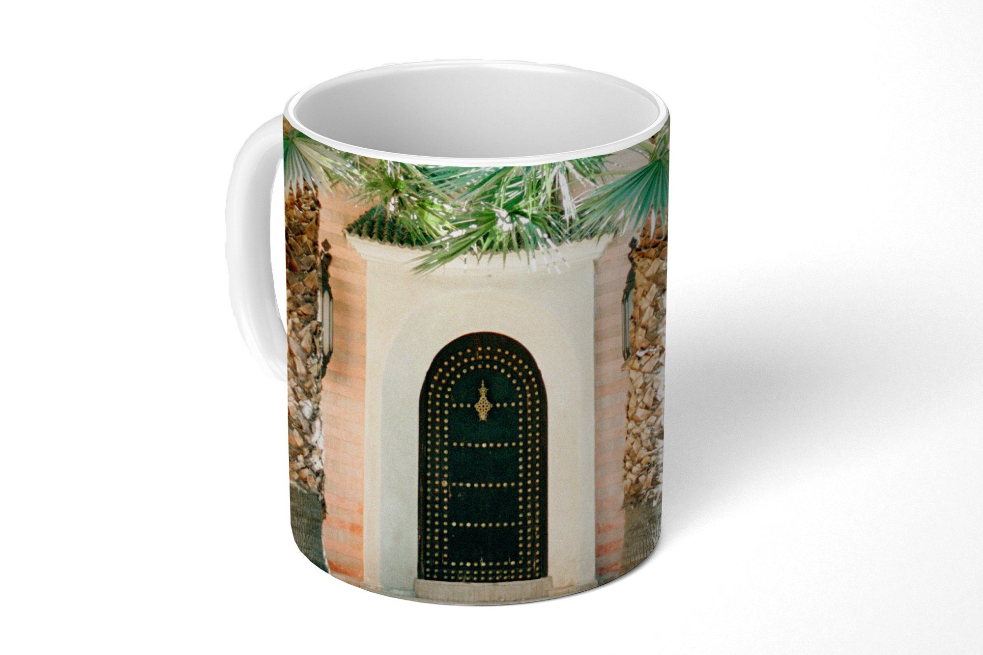 MuchoWow Tasse Tür - Marrakesch - Palme - Weiß - Tropisch, Keramik, Kaffeetassen, Teetasse, Becher, Teetasse, Geschenk | Tassen