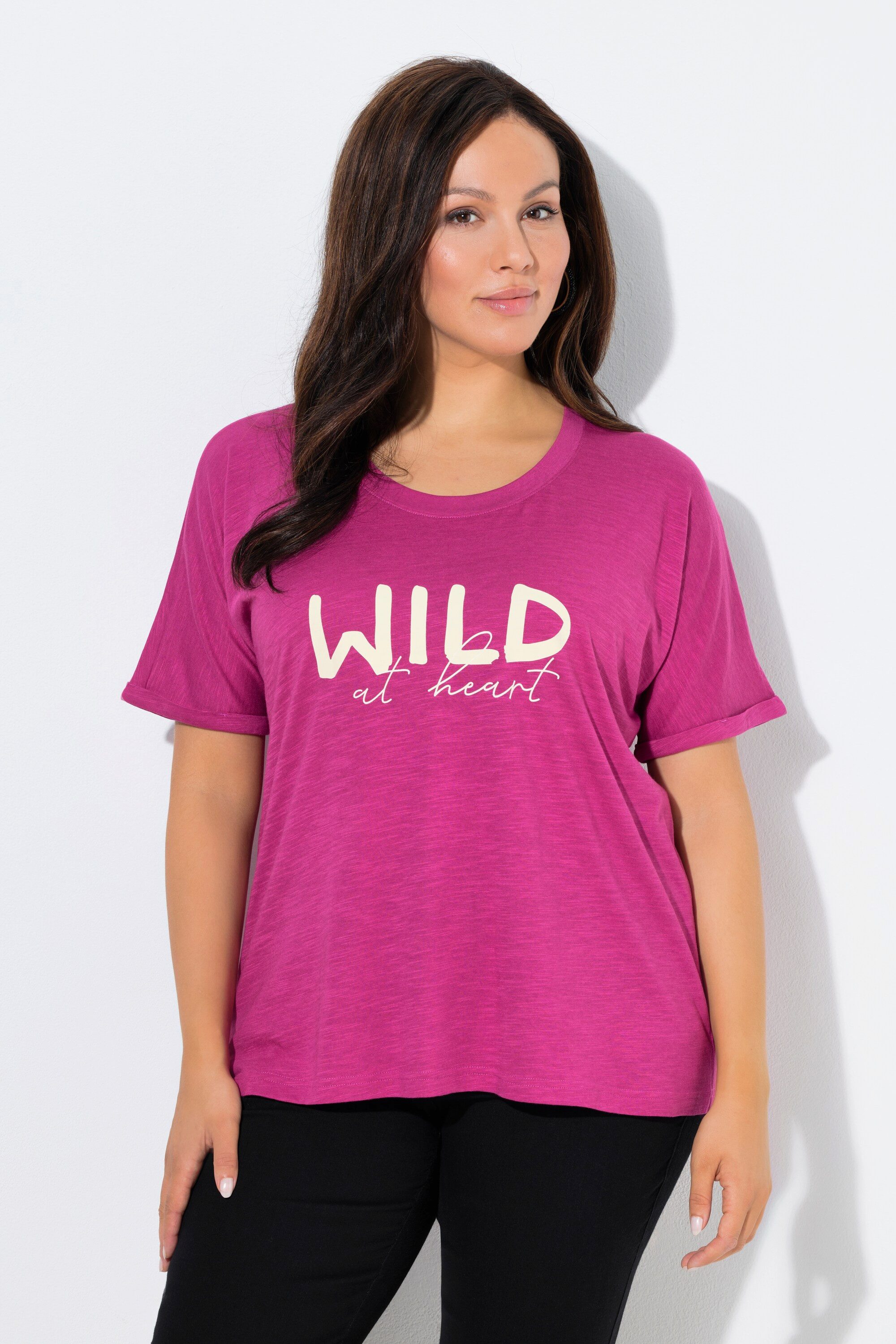 Ulla Popken T-Shirt Shirt Wild at heart Oversized Rundhals Kurzarm günstig online kaufen