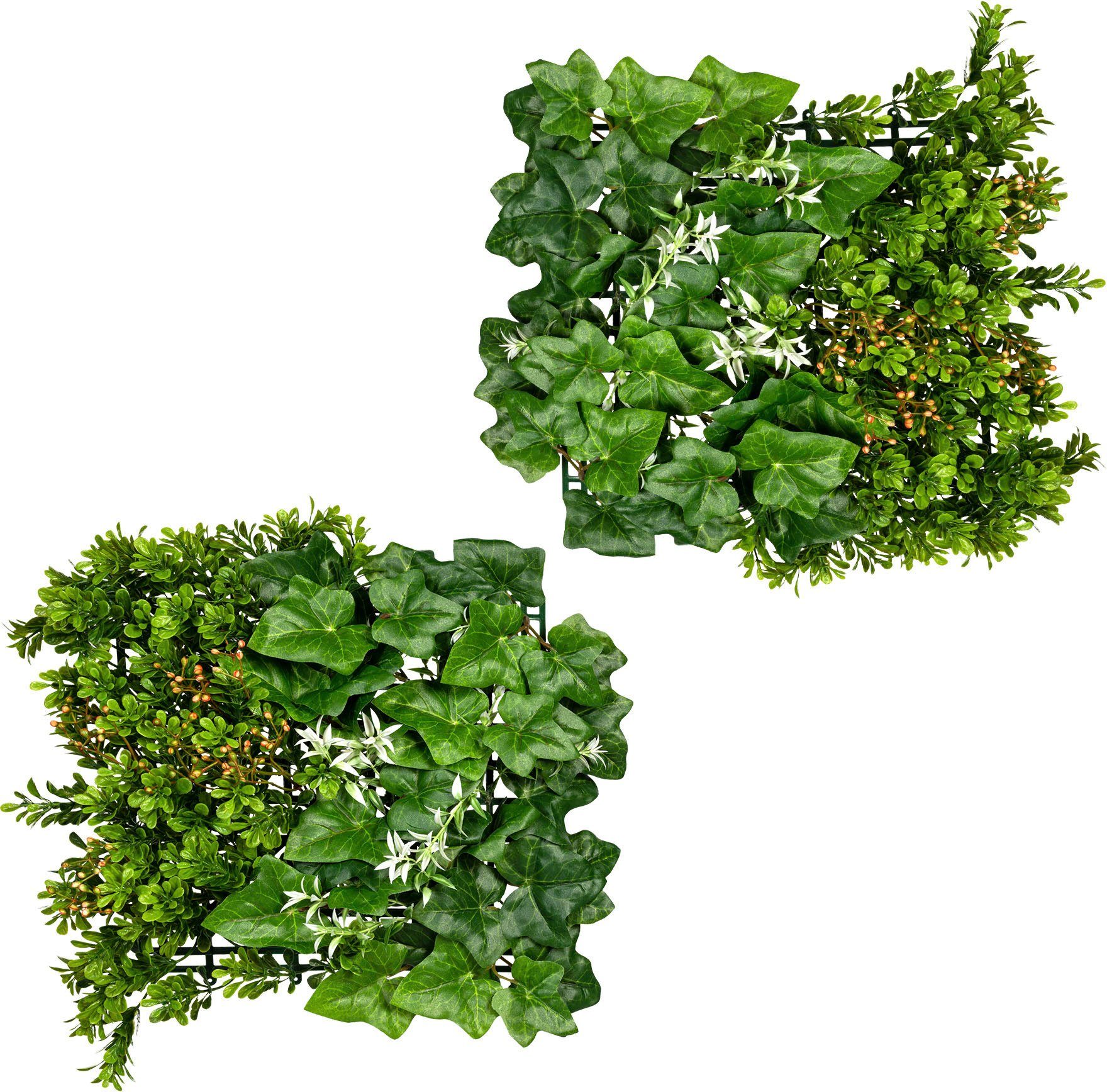 33 Buchsbaum-Efeumix, cm, 2er Set Zimmerpflanze Blättermatte Creativ Höhe green, Künstliche