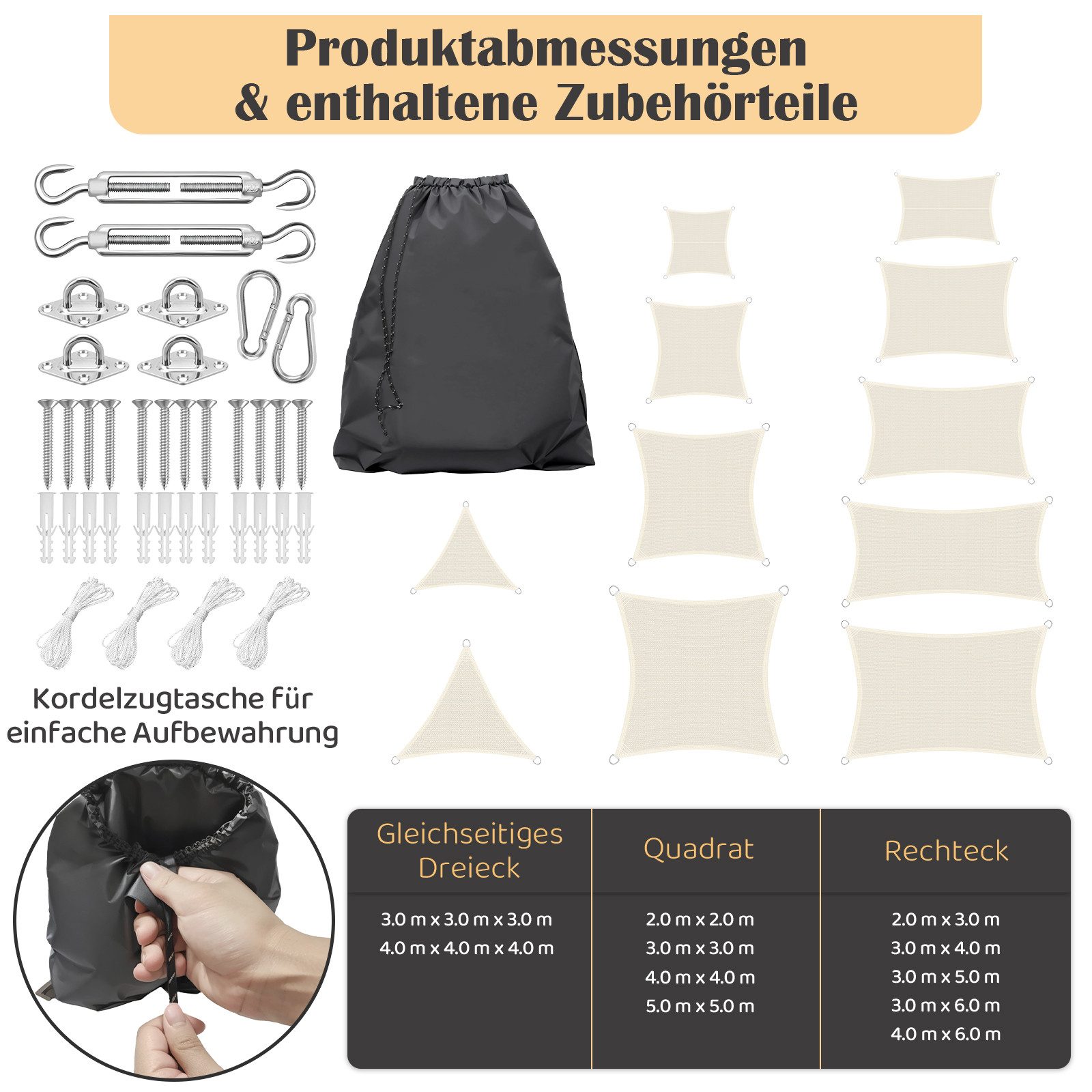 Homewit Sonnensegel Rechteckig/Viereckig/Dreieck, UV schutz, Winddicht, günstig online kaufen