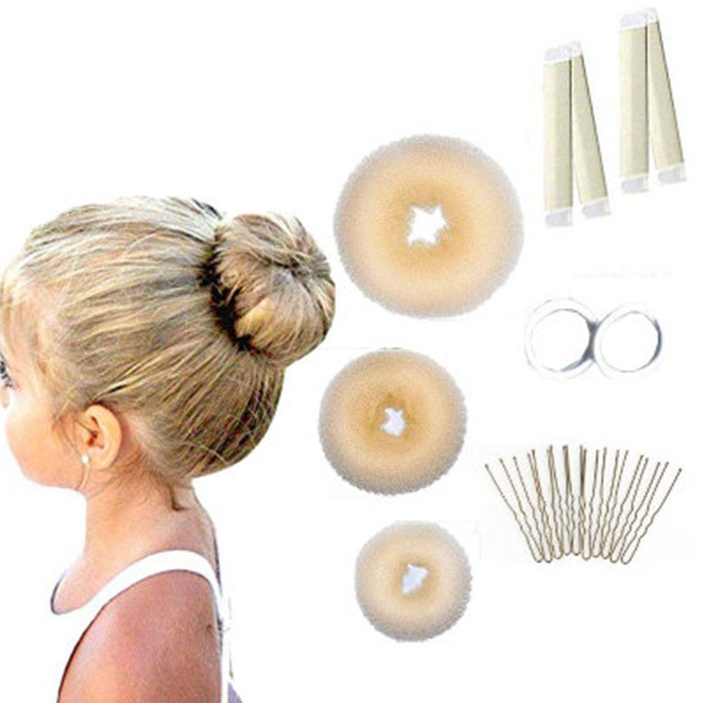 Mmgoqqt Haarstyling-Set 17-teiliges Donut-Haarknoten-Maker-Set, 3-teiliges  Donut-Dutt-Maker-Set, 2-teilige Dutt-Lockenwickler, 10-teilige Haarnadeln,  2-teilige Haargummis für Frauen und Mädchen