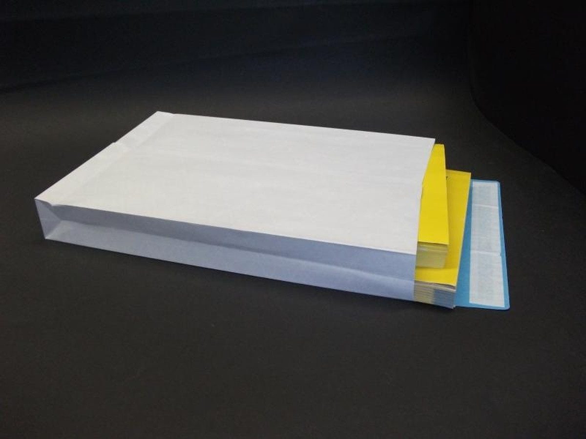 Blanke Briefhüllen Versandtasche Faltentaschen 229x324x40mm C4 130g/qm HK VE=250 Stück weiß/blau.