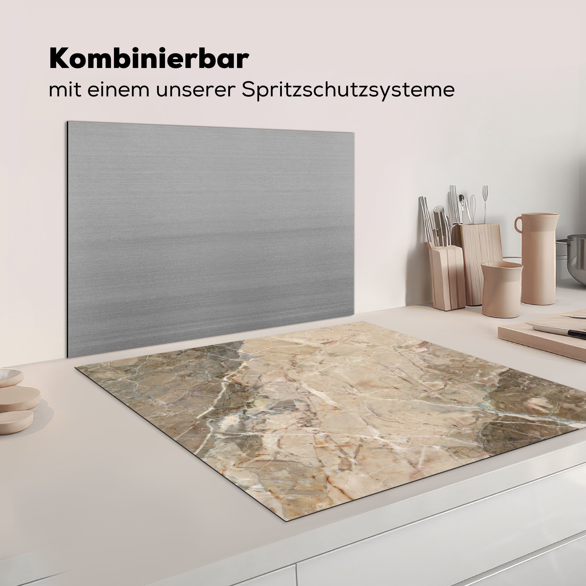 - Ceranfeldabdeckung, - tlg), Granit küche (1 Gelb Vinyl, Arbeitsplatte Herdblende-/Abdeckplatte MuchoWow 78x78 Braun Pflastersteine, für cm, -