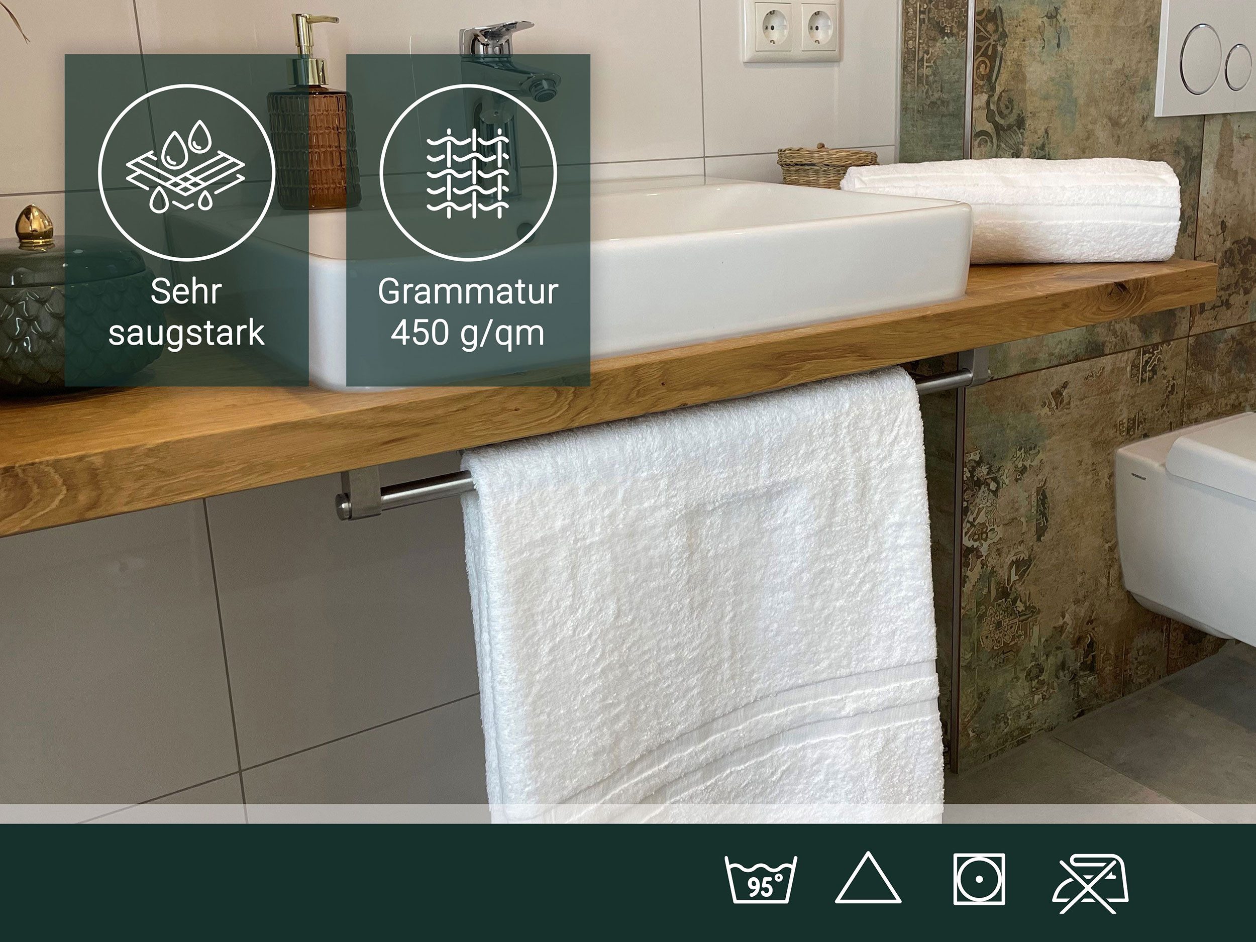 ZOLLNER Duschtücher, Walkfrottier (4-St), 70 x 140 cm, 100% Baumwolle, mit 2 Bordürenstreifen