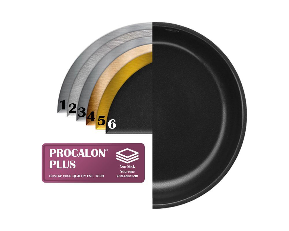 Gustav Voss Bratpfanne Pfanne mit Stielgriff Induktionsbratpfanne SEVILLA, Edelstahl, induktionsfähig - hitzeisolierter Griff