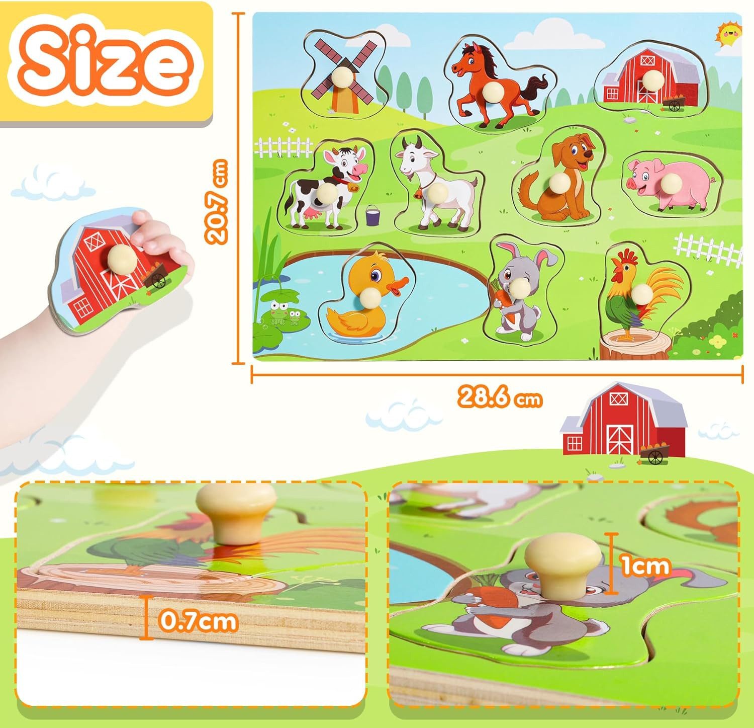 POPOLIC Lernspielzeug 3er-Set Holzpuzzle, Kleinkinder Spielzeug ab 2 3 Jahre (1-St., Montessori Spielzeug ab 1 Jahr, Puzzle ab 2), Holzspielzeug Kinderspielzeug – Bild 4 von 5