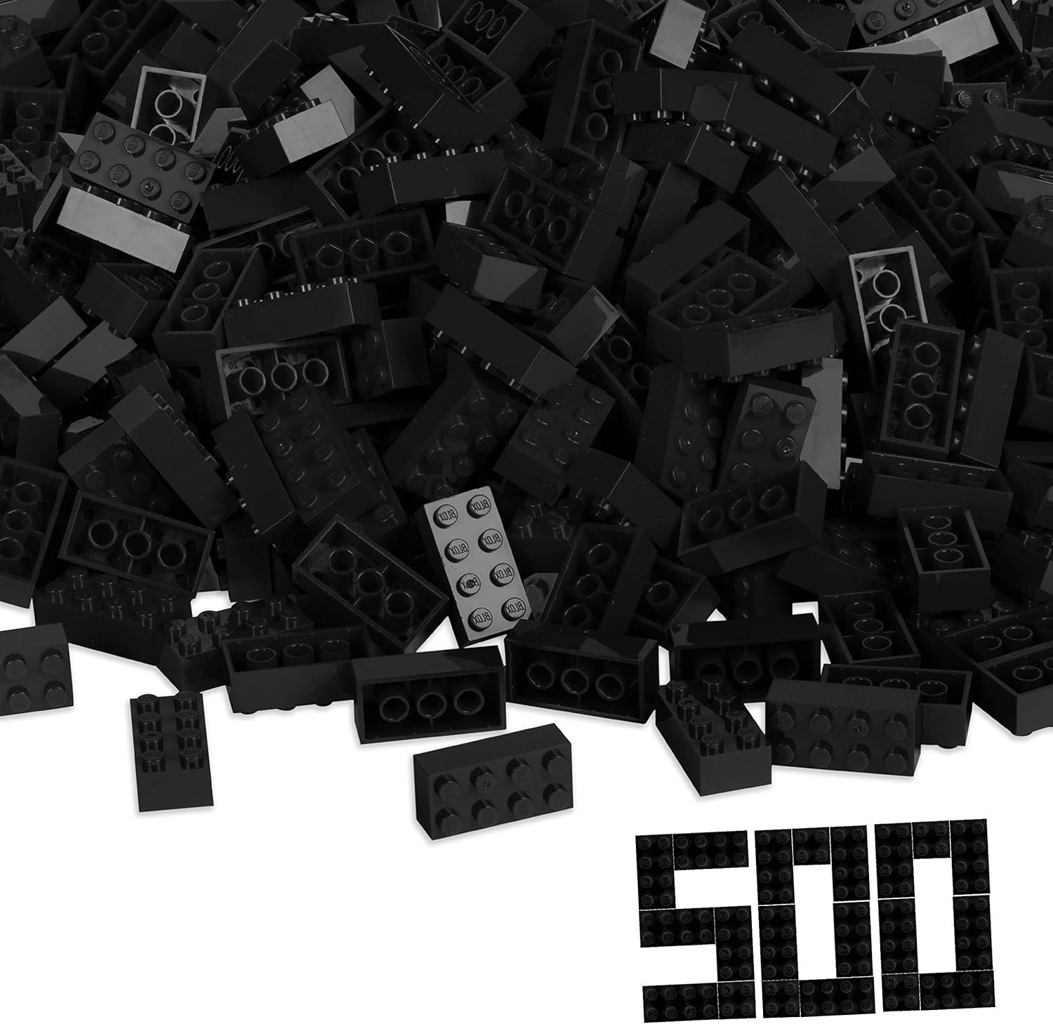 SIMBA Androni 104118935 - Blox 500 schwarze 8er Steine lose Konstruktions-Spielset