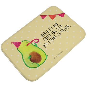 Badematte Avocado Party - Gelb Pastell - Geschenk, Badezimmermatte, Gesund, Veg Mr. & Mrs. Panda, Höhe 1 mm, 100% Polyester, rechteckig, Saugstark