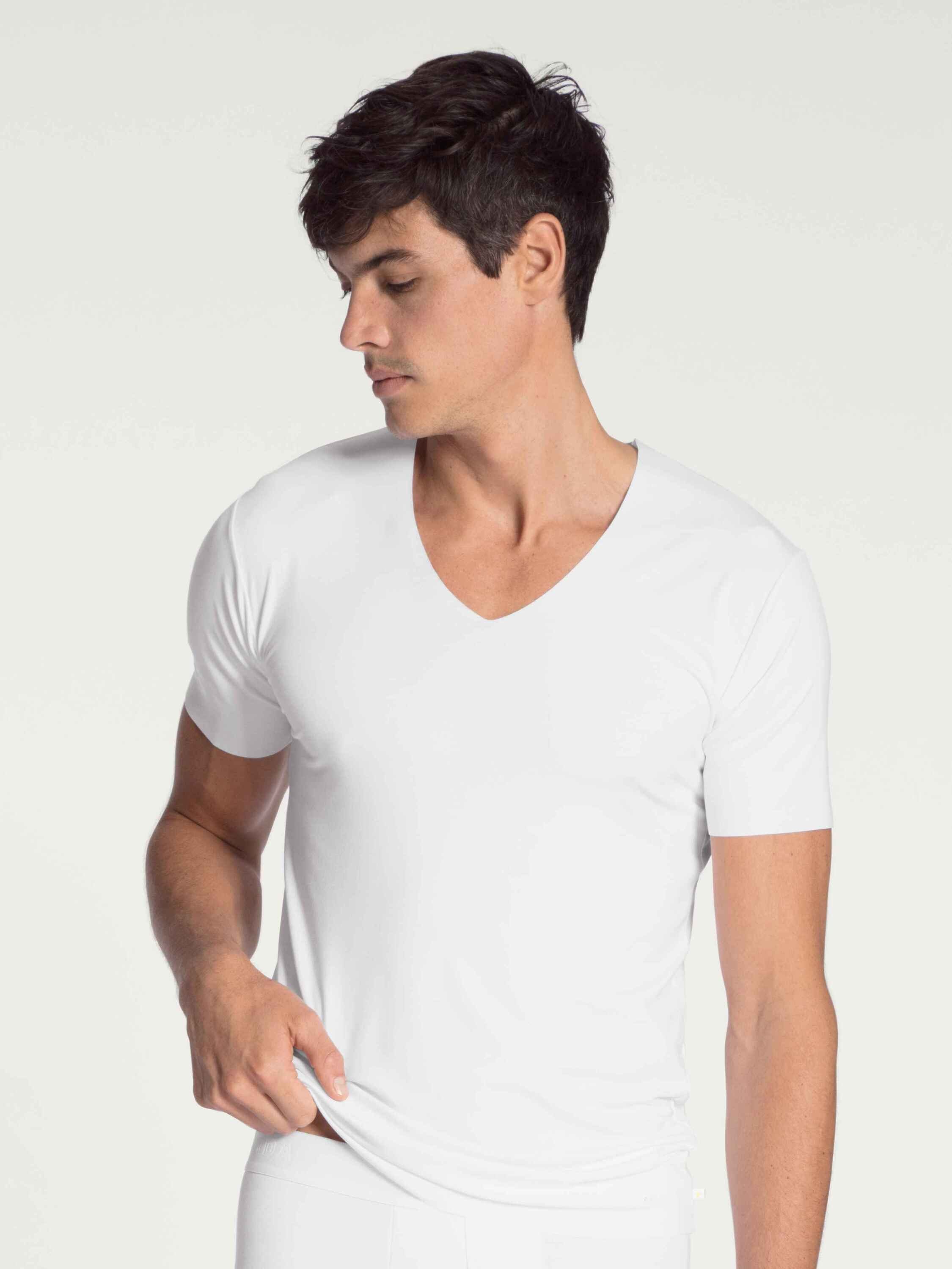 CALIDA Unterziehshirt Kurzarm-Shirt, V-Neck (1-St) weiss