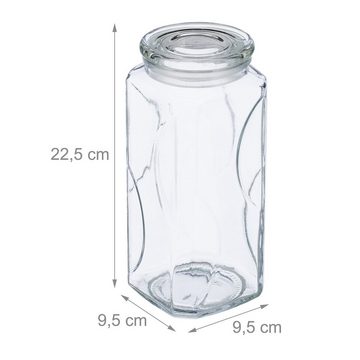 relaxdays Vorratsglas 6er Set Vorratsgläser mit Deckel 1300 ml, Glas