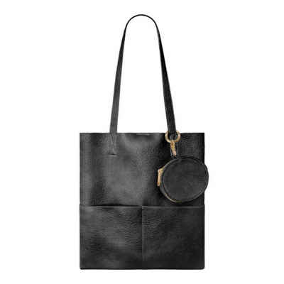 Ella Jonte Shopper, schwarz uni oder braun Handtasche mit 2 kleinen Taschen