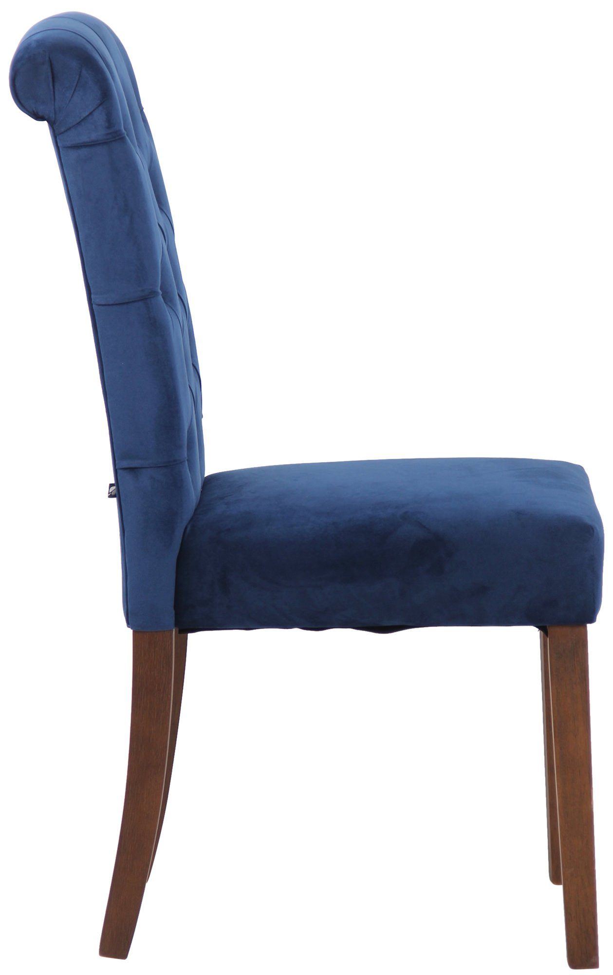 - Esstischstuhl Kautschukholz Sitzfläche Konferenzstuhl (Küchenstuhl Gestell: Wohnzimmerstuhl), - Esszimmerstuhl TPFLiving - Lisbon mit gepolsterter - braun Sitzfläche: hochwertig Samt blau