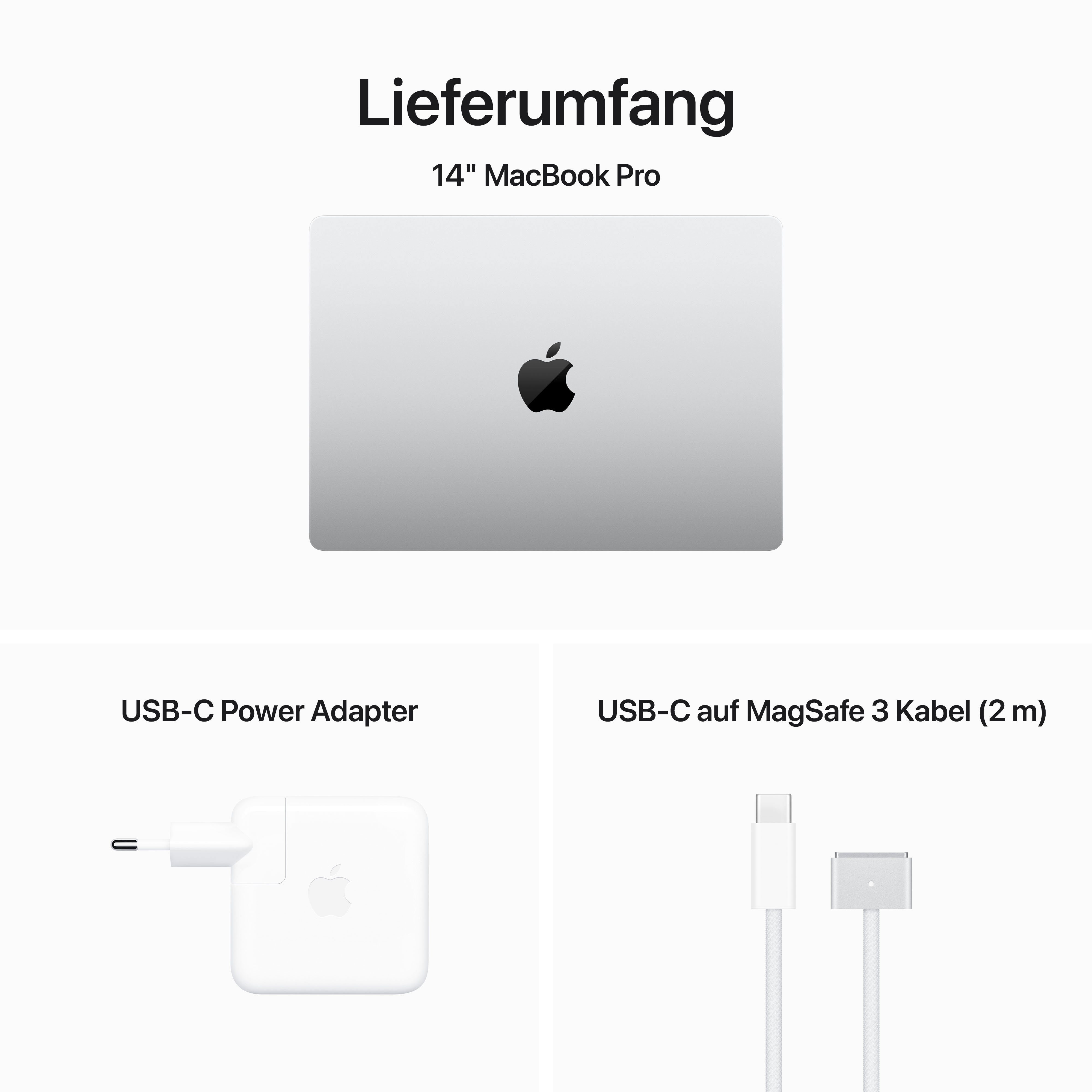 Apple MacBook 14'' Pro Notebook GPU, Apple M3, Silber Zoll, 10-Core cm/14,2 GB SSD) (35,97 512