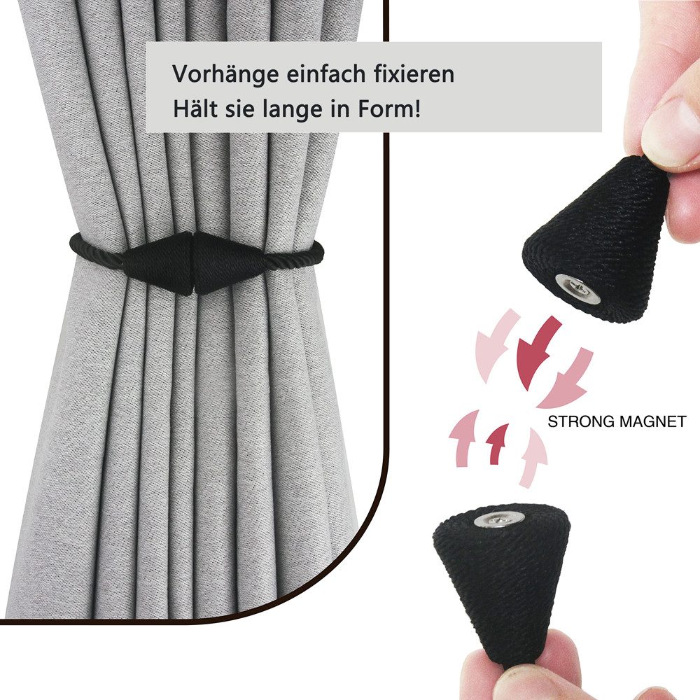 Agger Raffhalter Magnetische Vorhang Raffhalter 2 Stück, Vorhang Raffhalter Schnallen, (2-tlg), Holdbacks Halter Haken Clip für Zuhause Schlafzimmer Büro